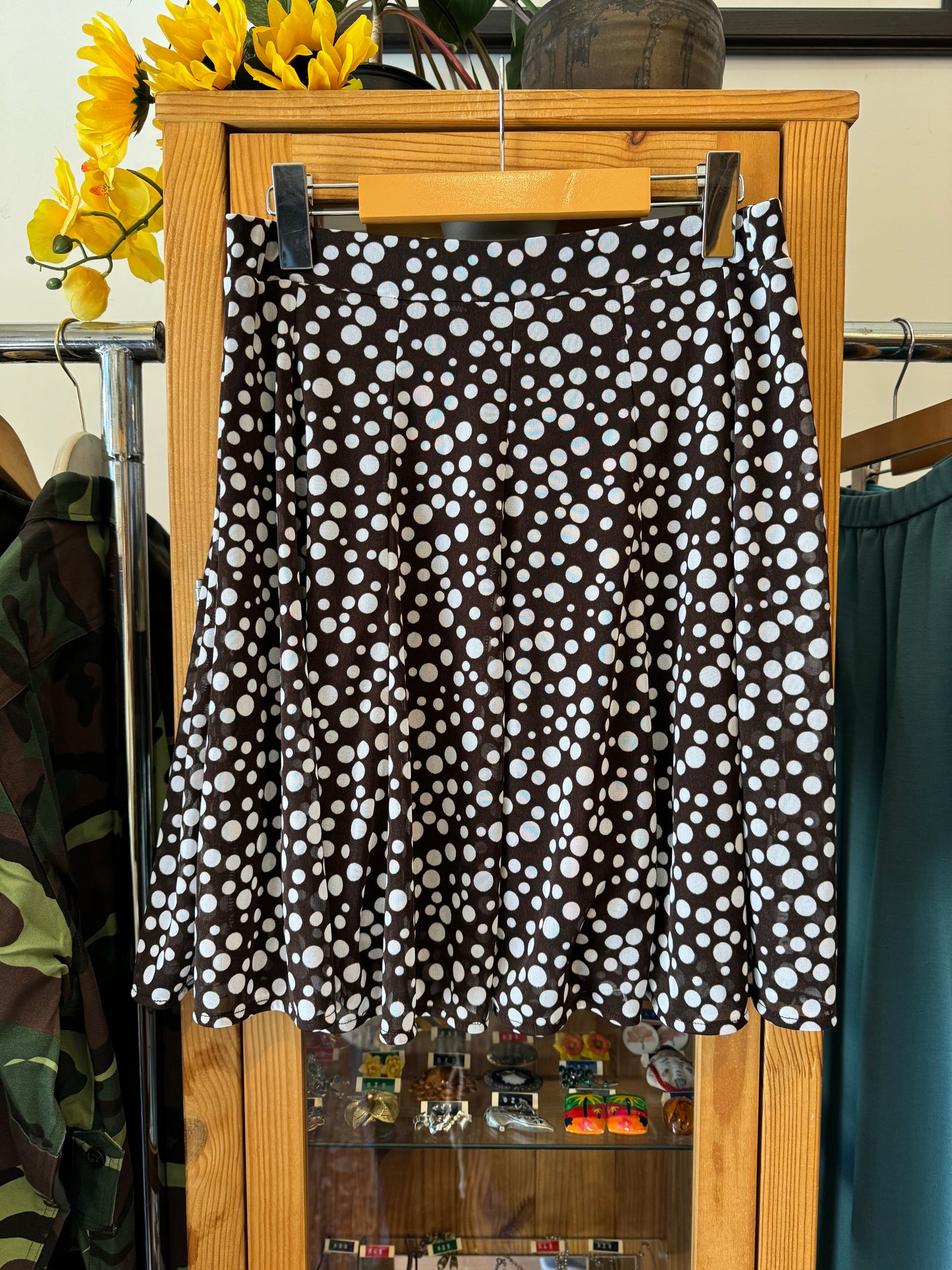 Y2K Polka-Dot A-line Midi Skirt (M)