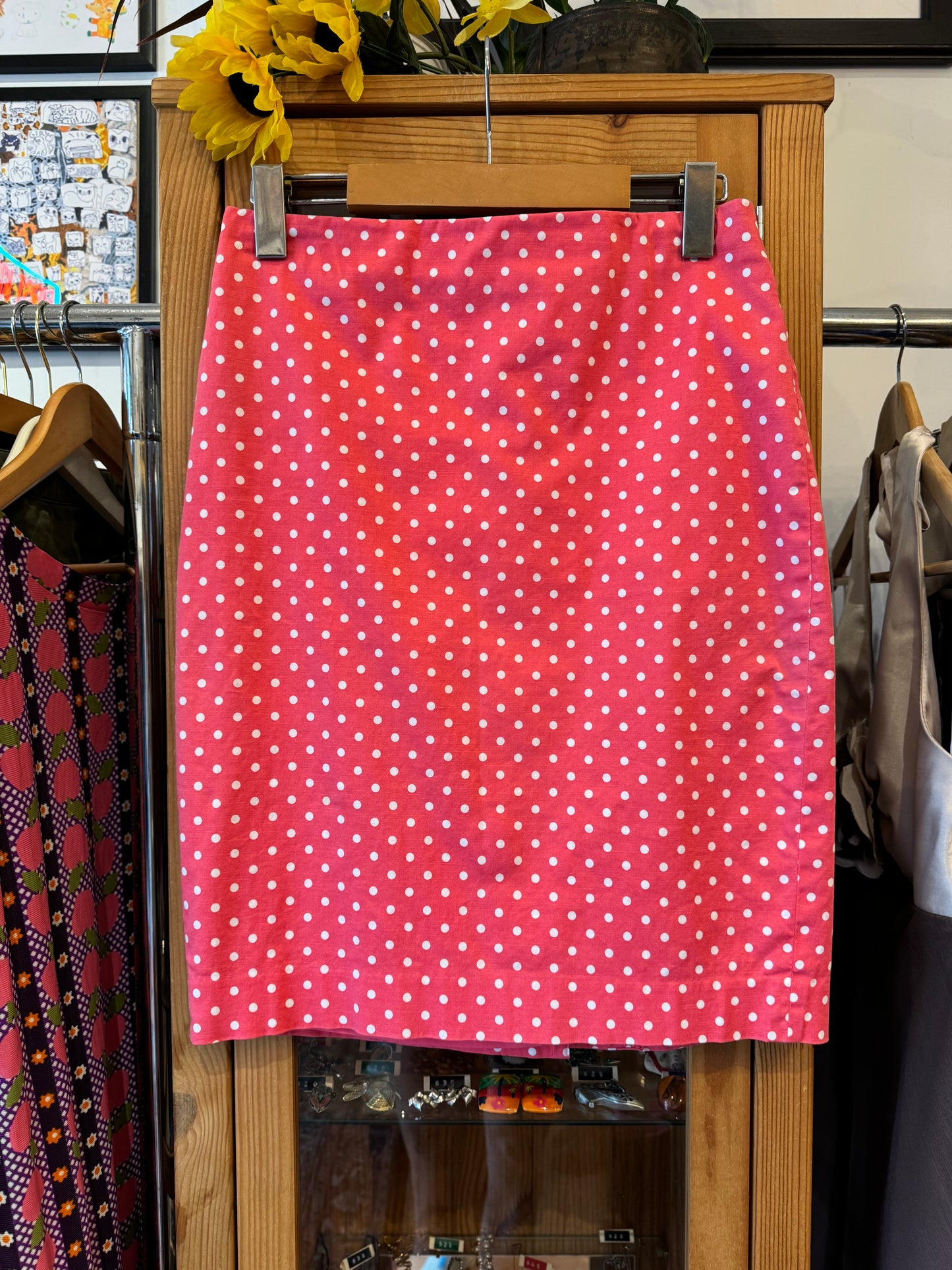 1990s Salmon Pink Polka-Dot Skirt (M)