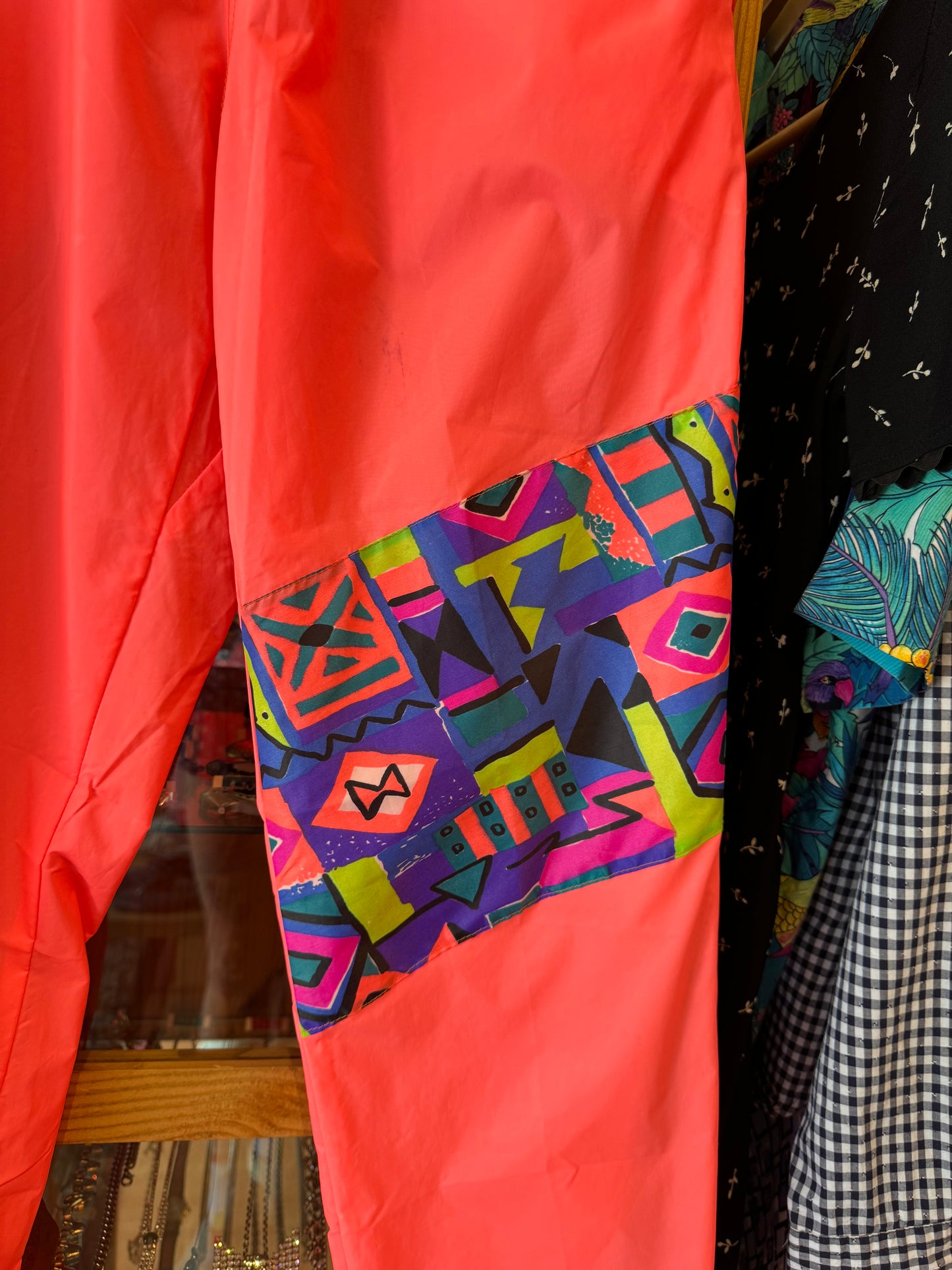 1980s Windbreaker Pants with Bold Pattern