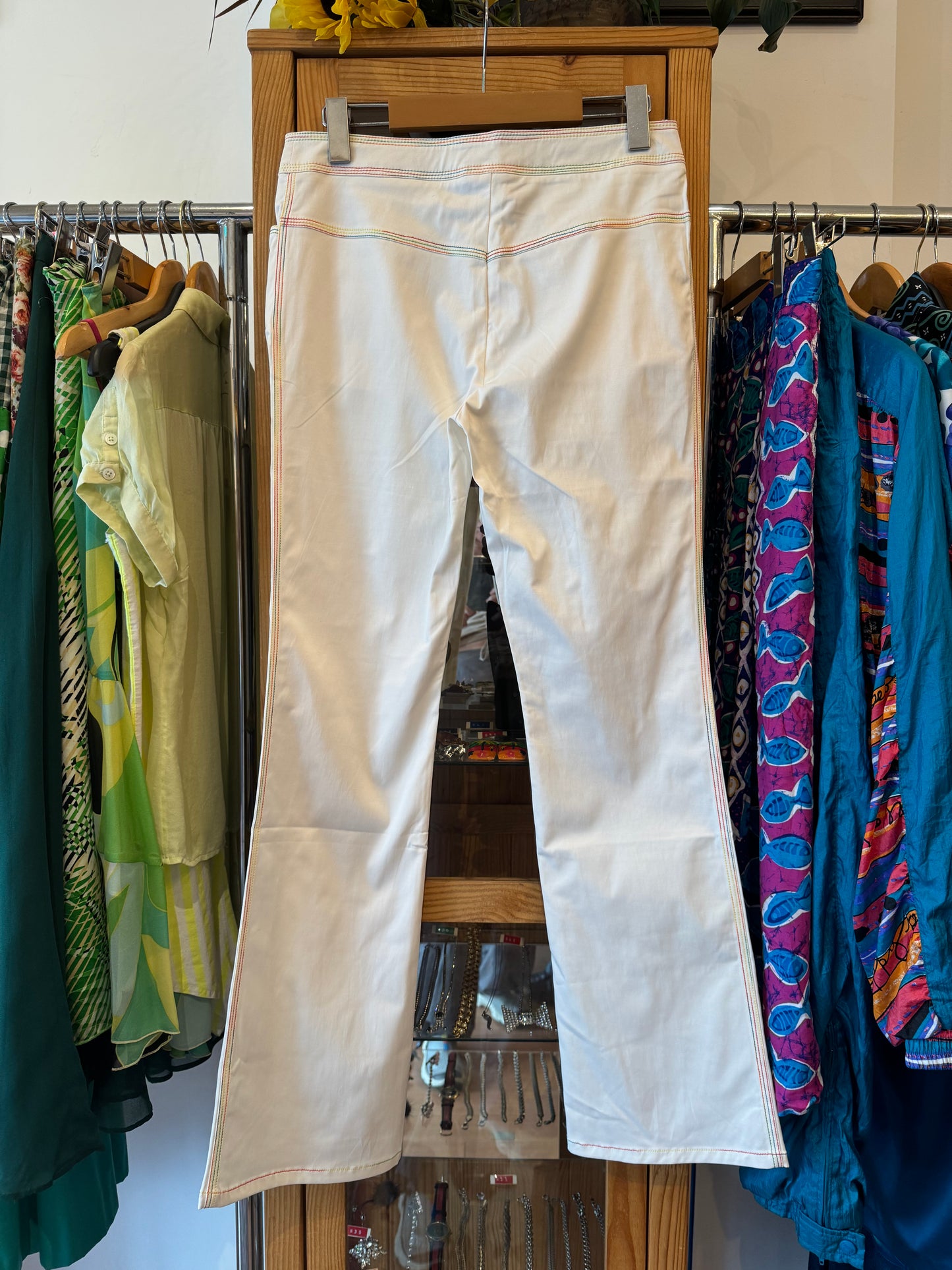 Y2K Boot Cut Trousers with Rainbow Stitching