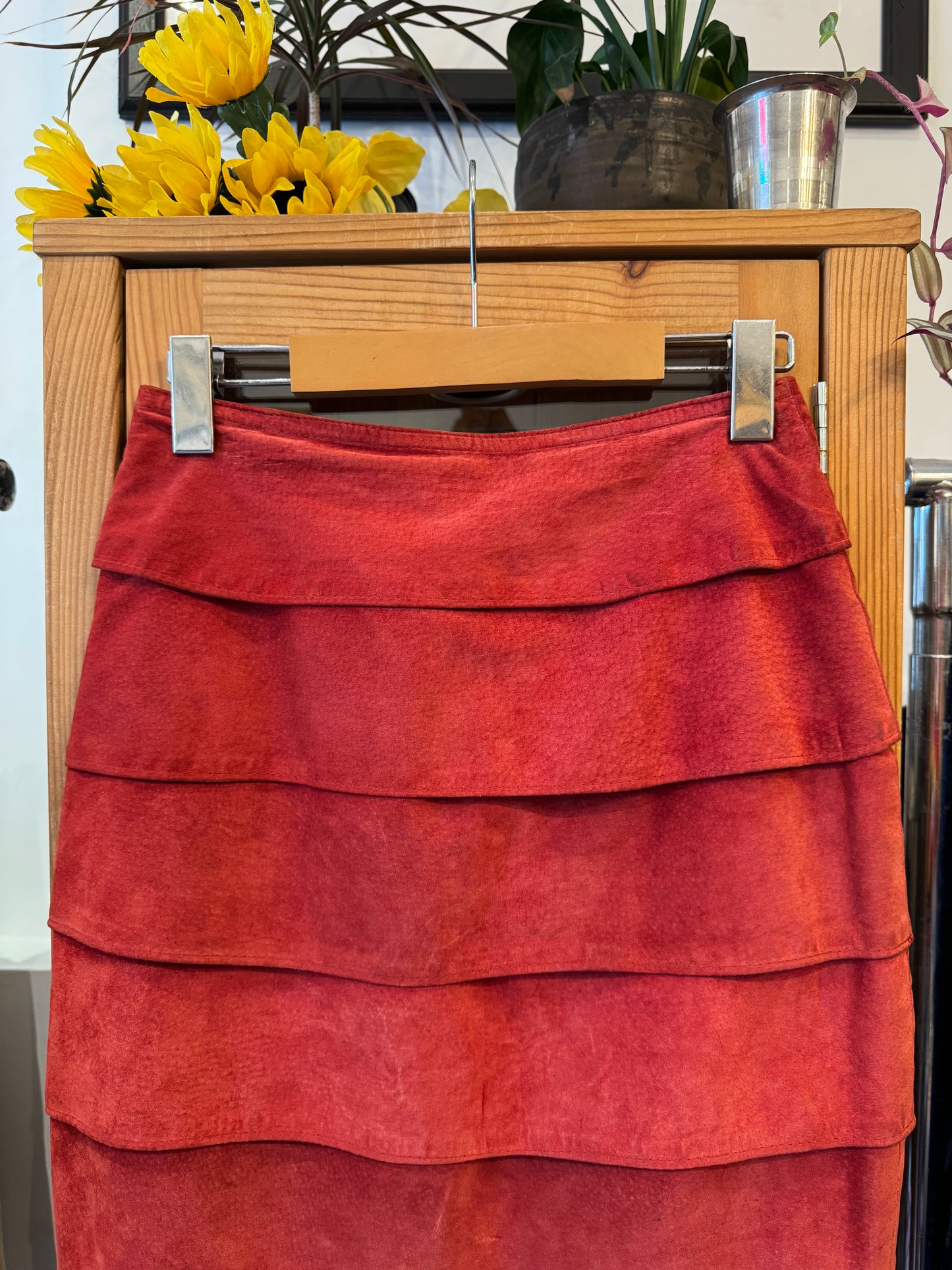 1980s Tiered Suede Skirt