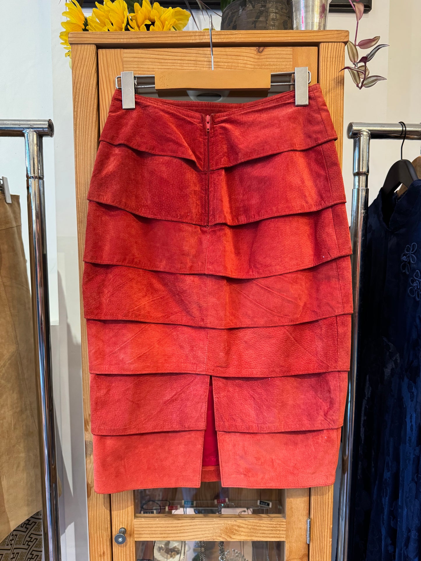 1980s Tiered Suede Skirt