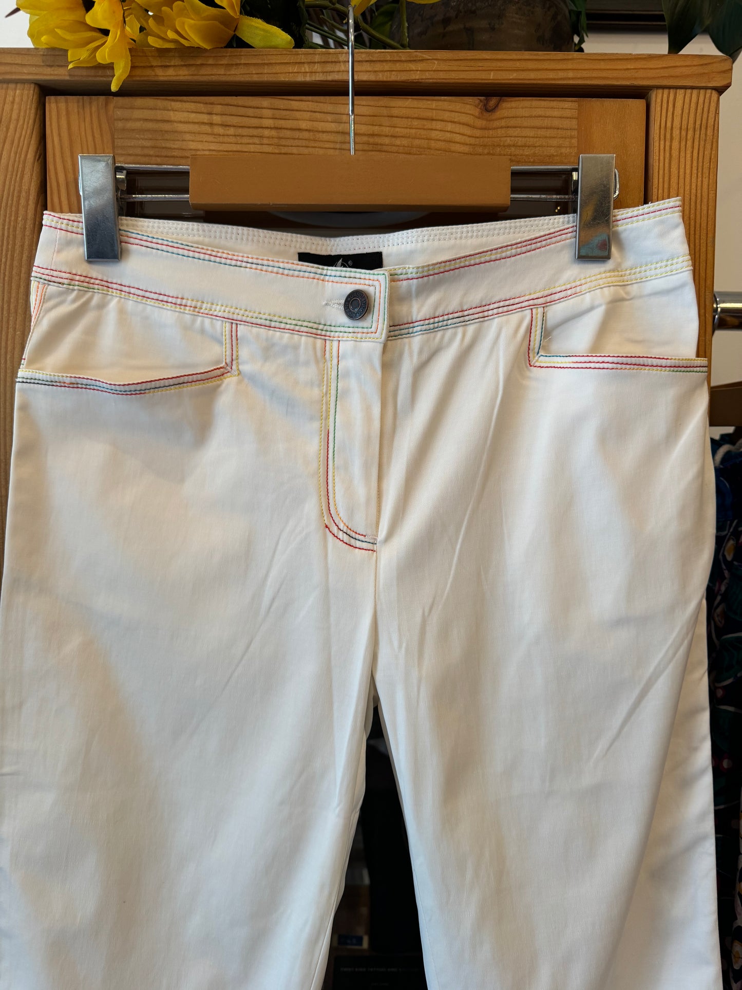 Y2K Boot Cut Trousers with Rainbow Stitching