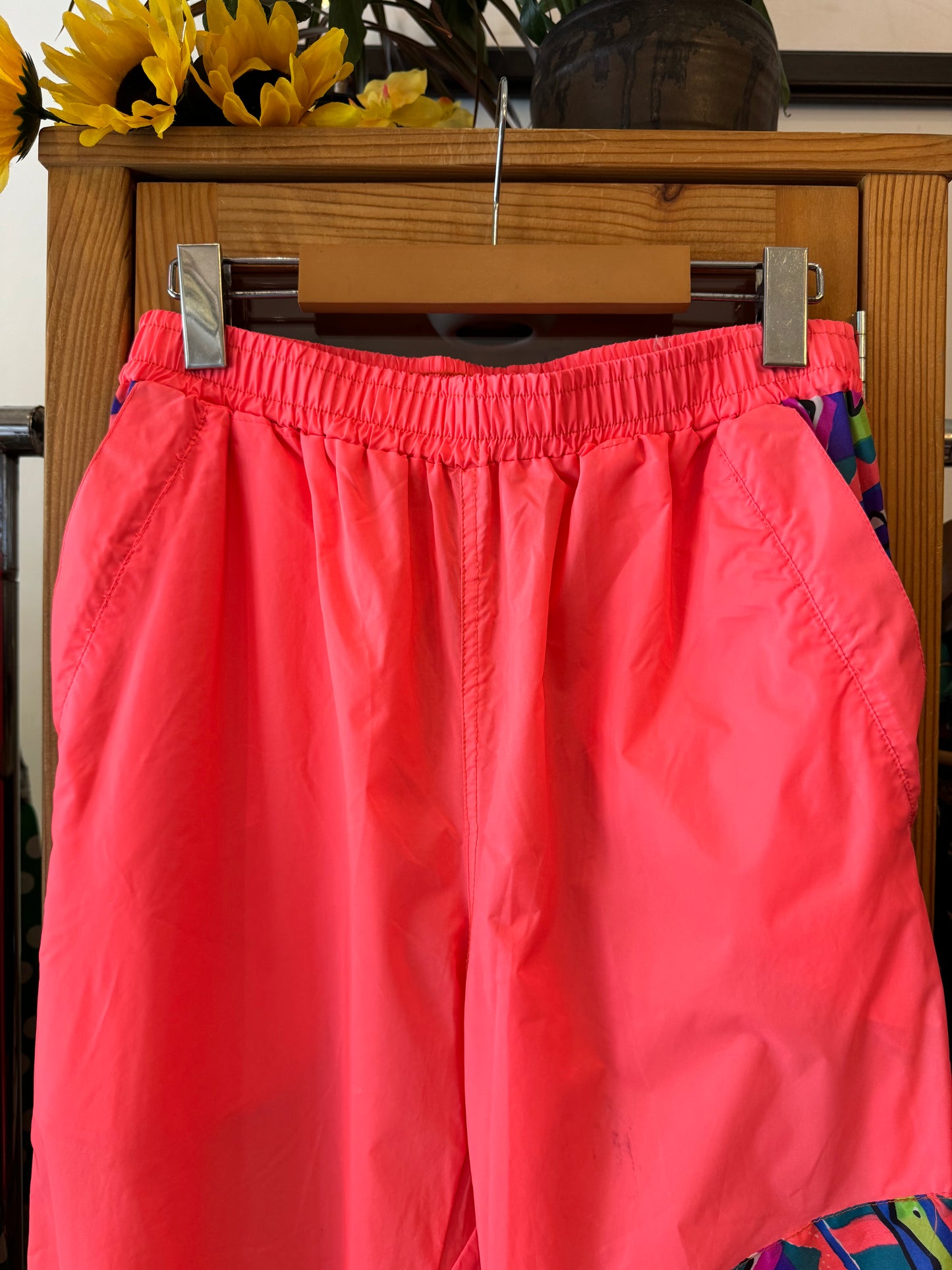 1980s Windbreaker Pants with Bold Pattern