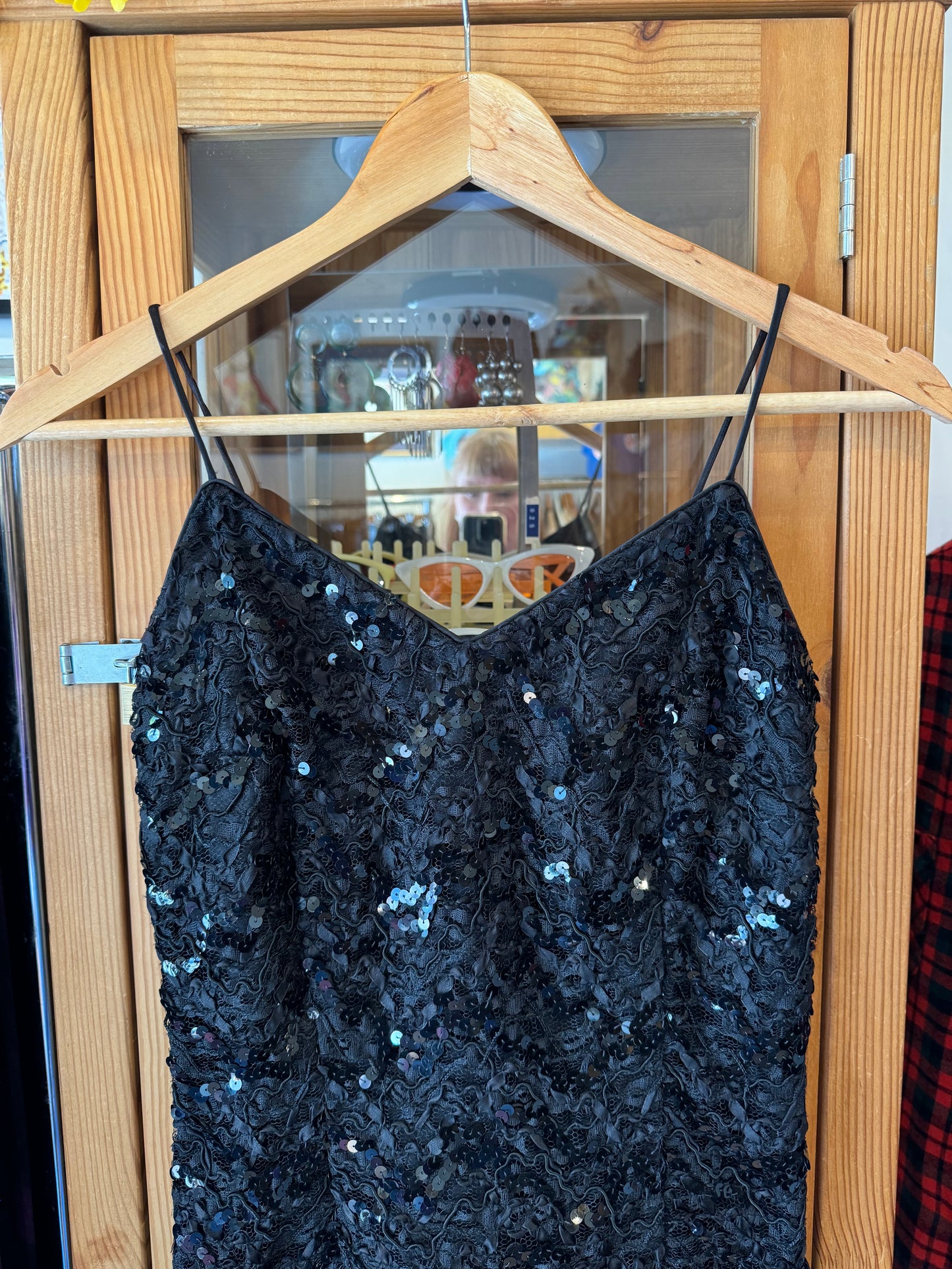 1990s Sequin Spaghetti Strap Dress