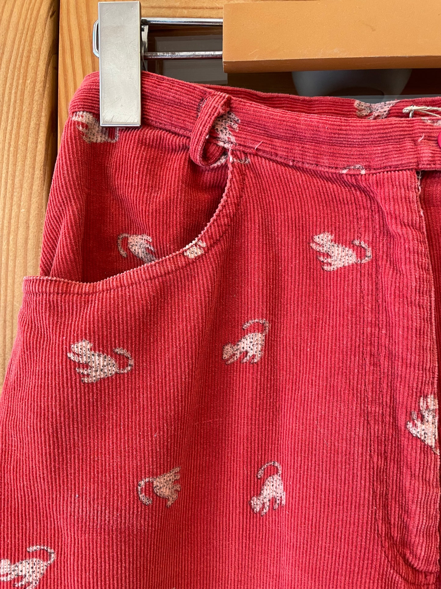 Super Soft 1980s Corduroy Pants with Monkeys