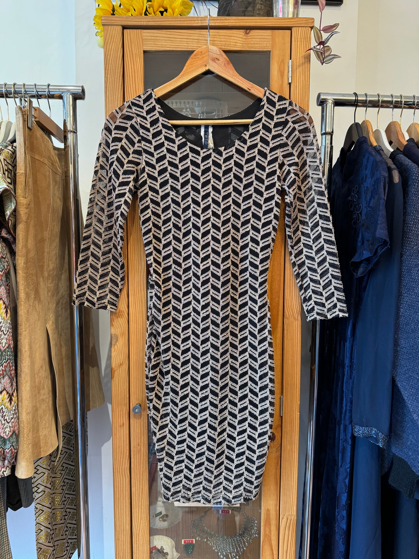 1990s Geometric Patterned Dress (S)