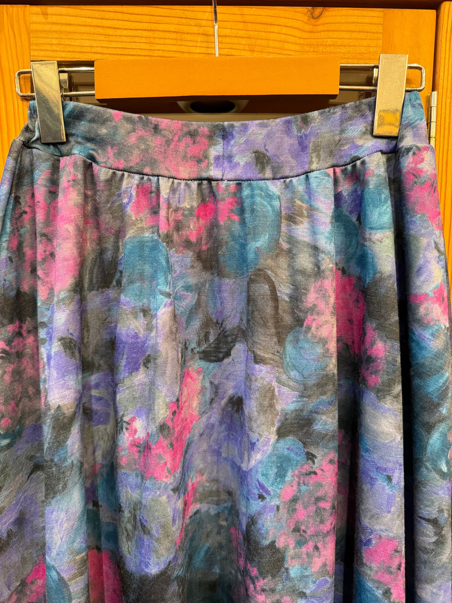 1980s Wool-Blend Floral Skirt