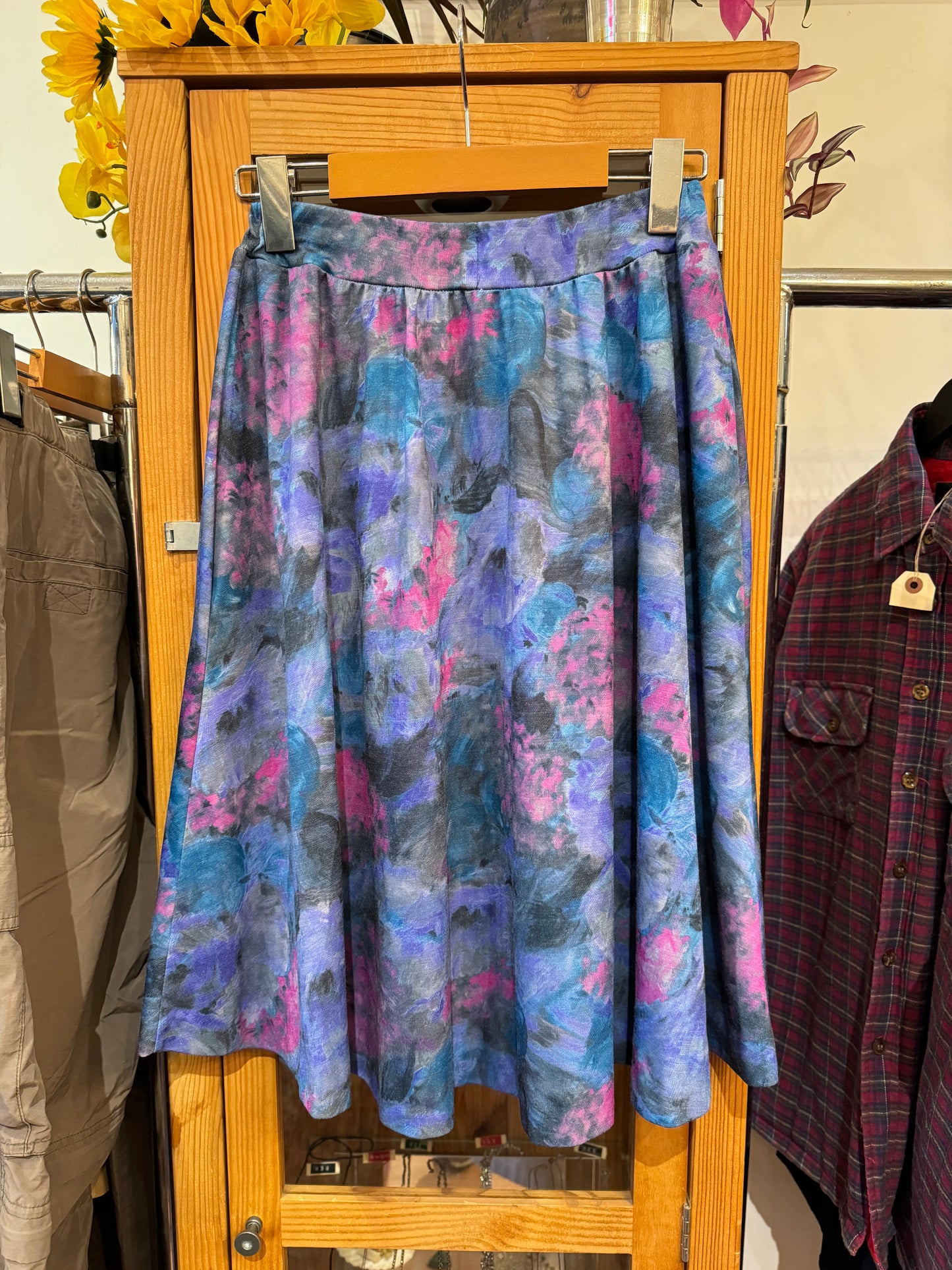 1980s Wool-Blend Floral Skirt