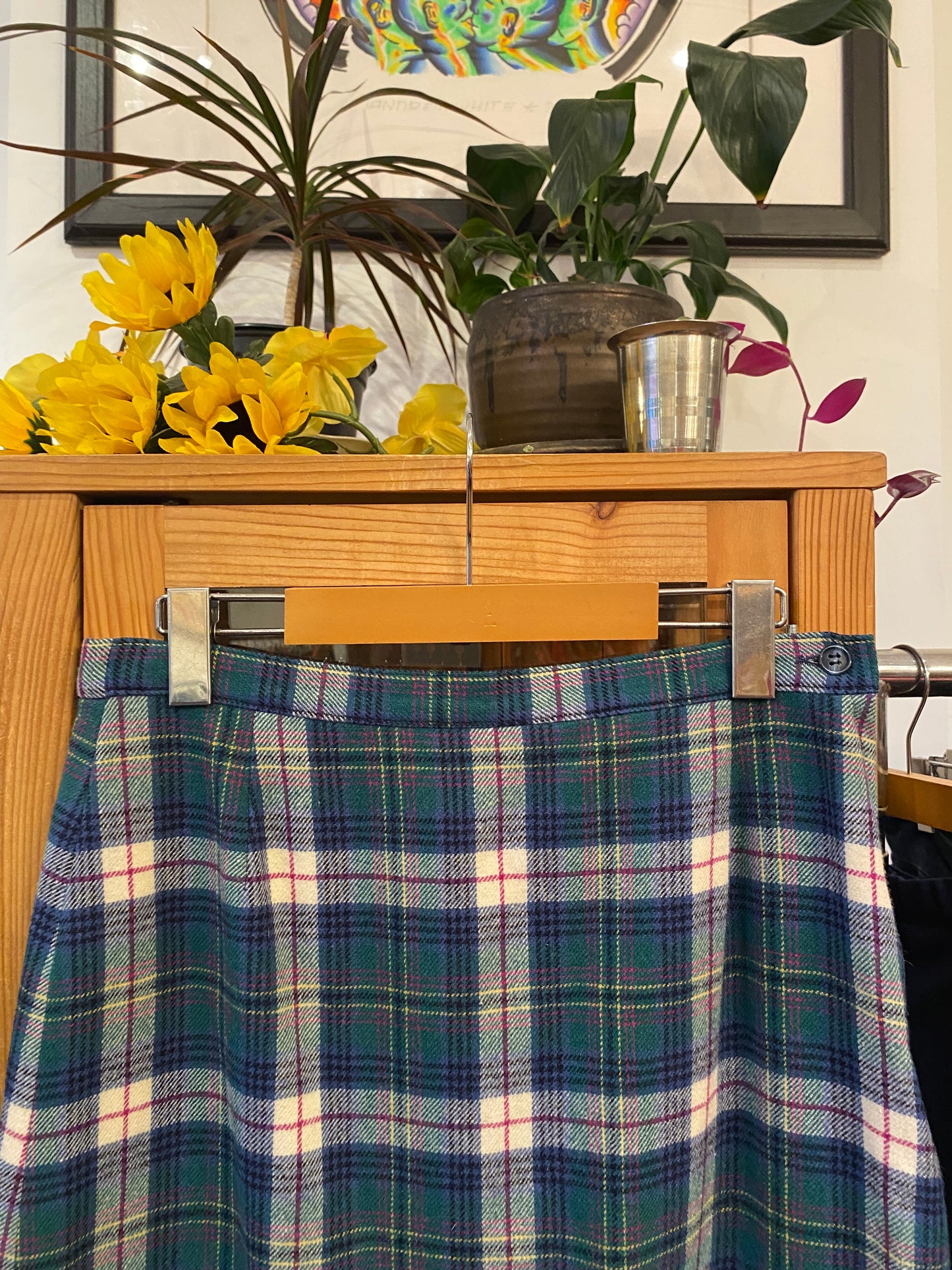 Classic Plaid Wool Skirt