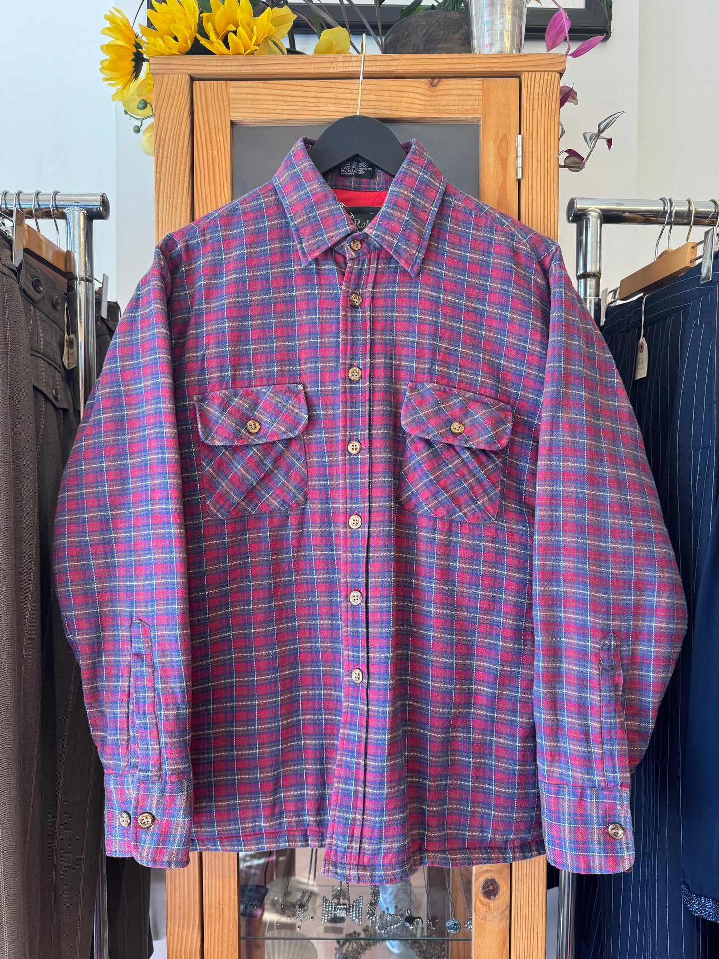 1990s Insulated Plaid Shirt (L)
