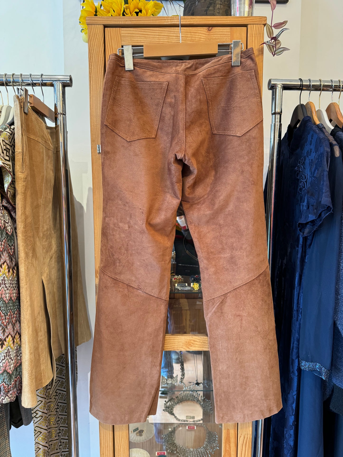 Y2K Low-Rise Suede Trousers