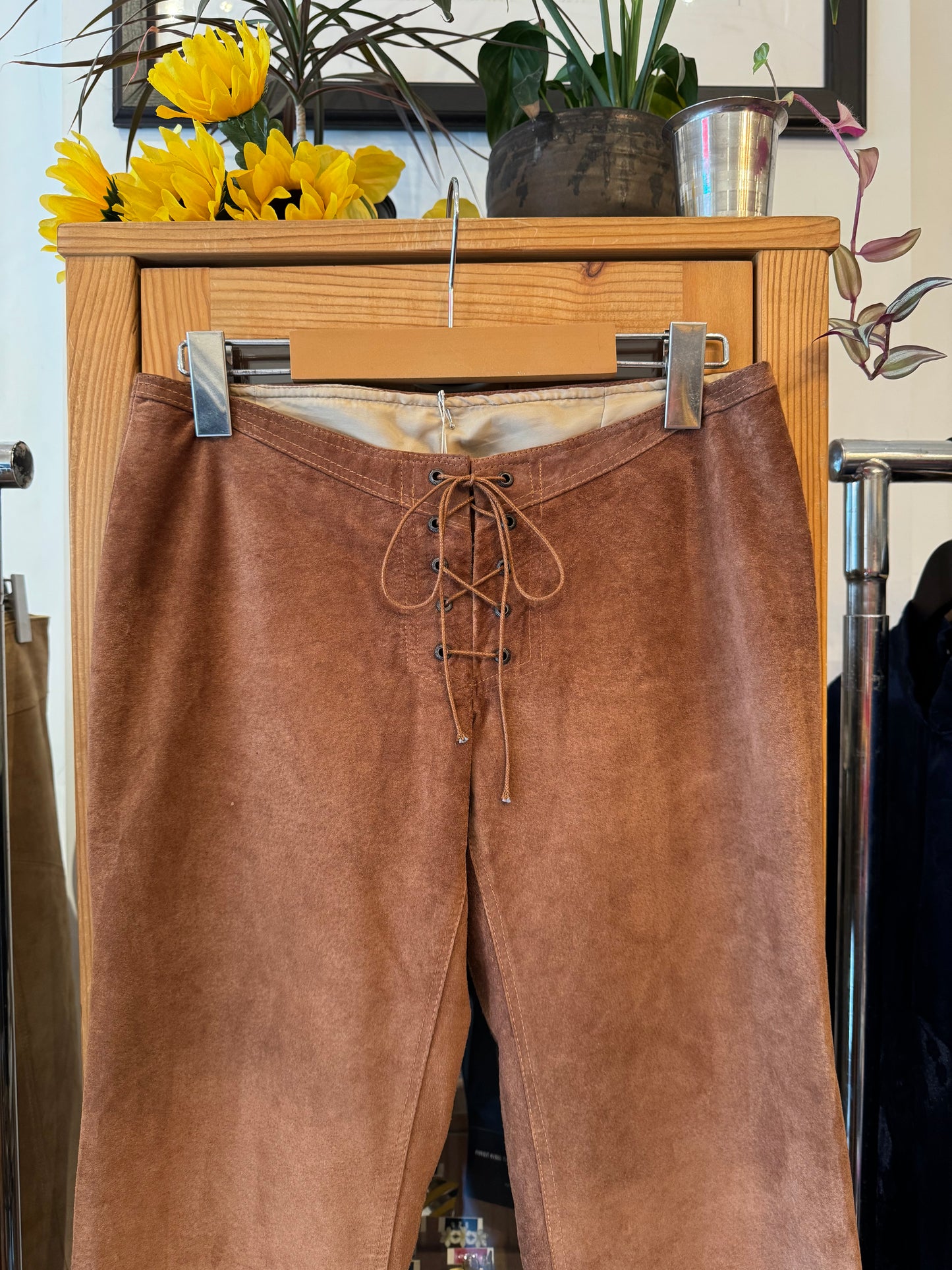 Y2K Low-Rise Suede Trousers