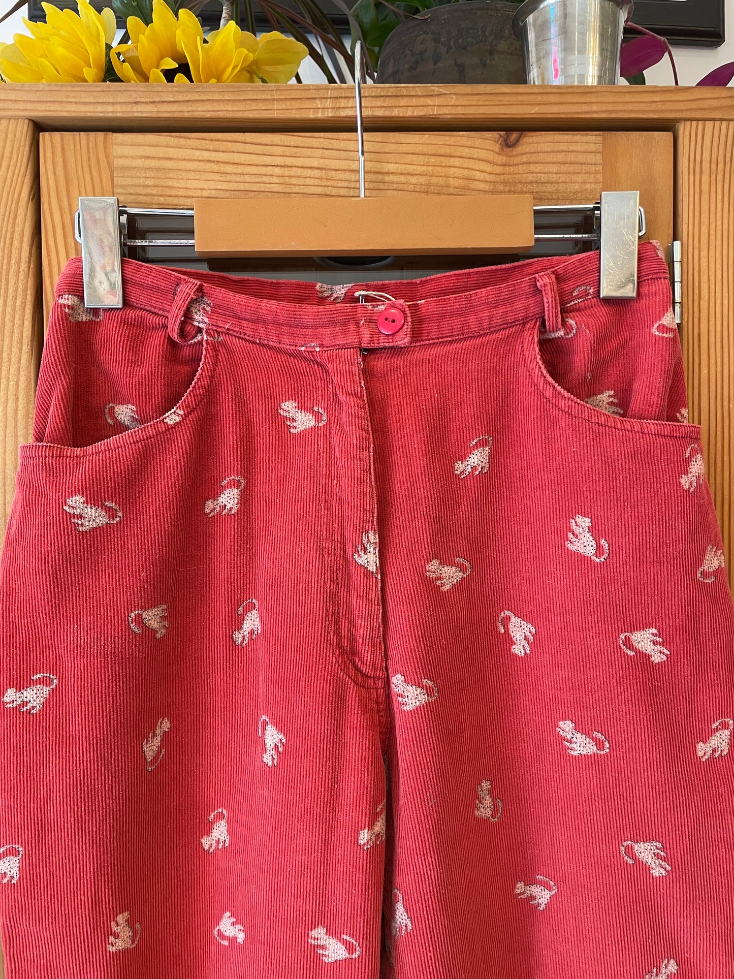 Super Soft 1980s Corduroy Pants with Monkeys