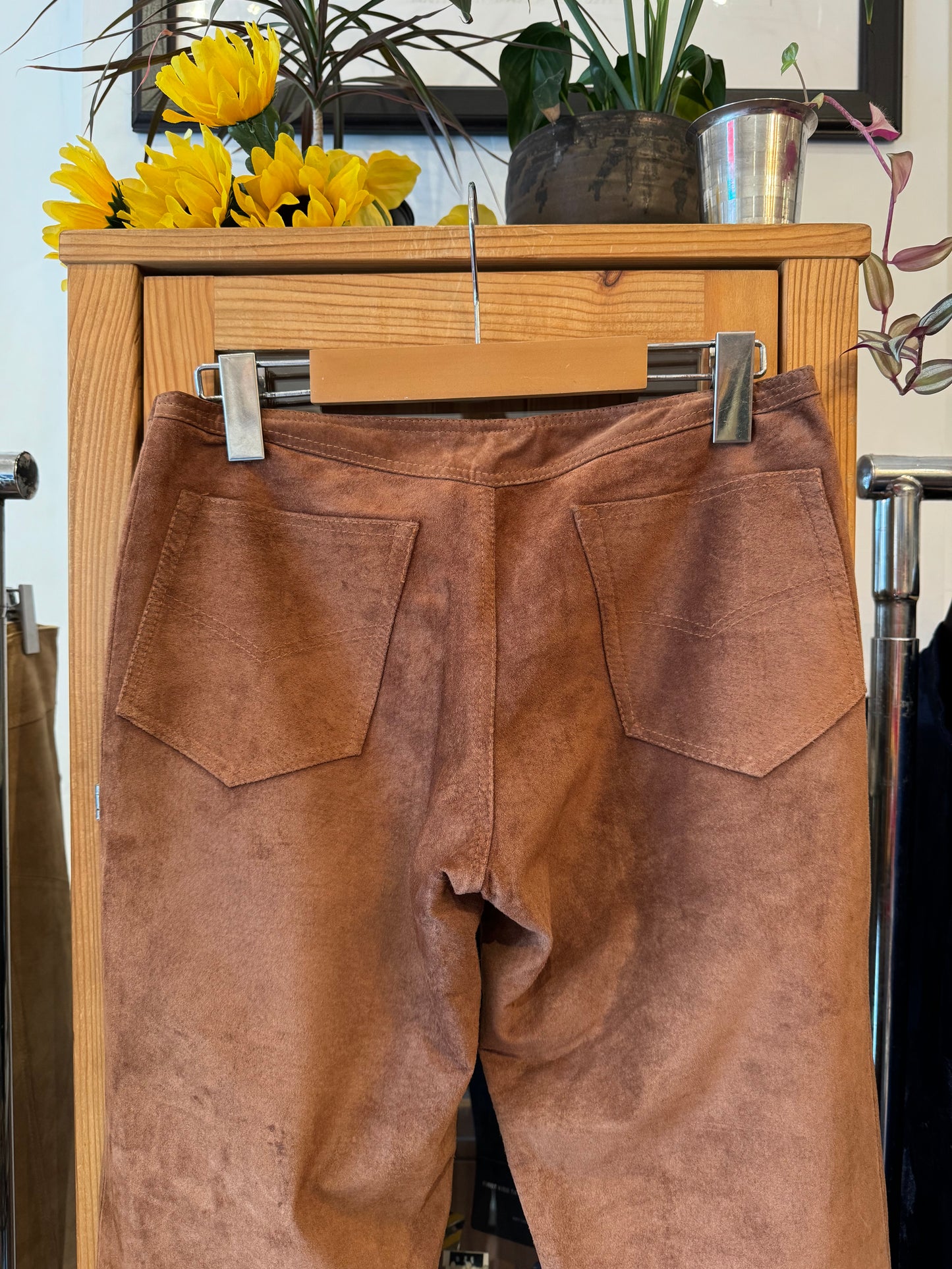 Y2K Low-Rise Suede Trousers