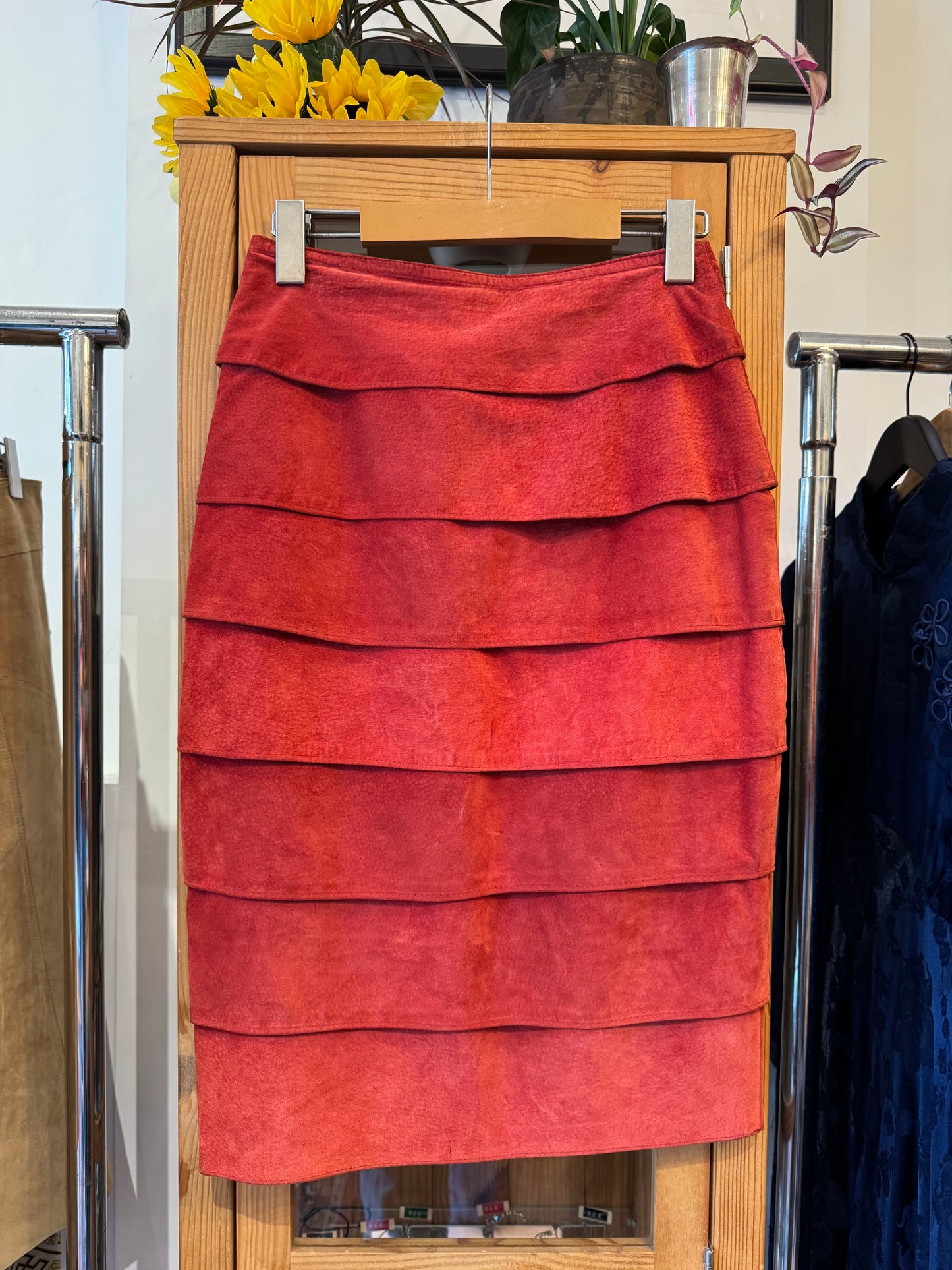 1980s Tiered Suede Skirt (S)