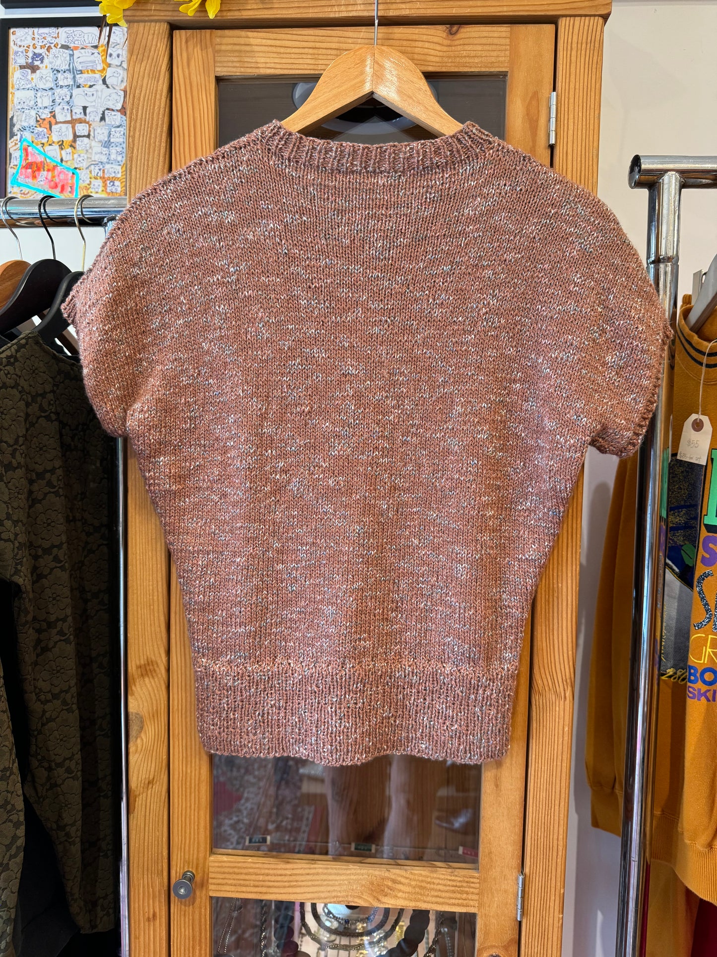 1980s Hand Knit Short Sleeve Sweater