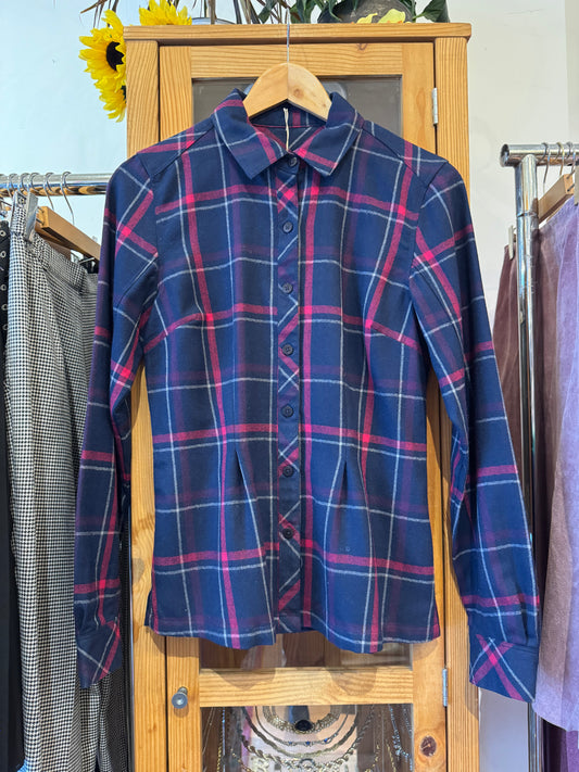 1980s Wool Plaid Button-Up Shirt (S)