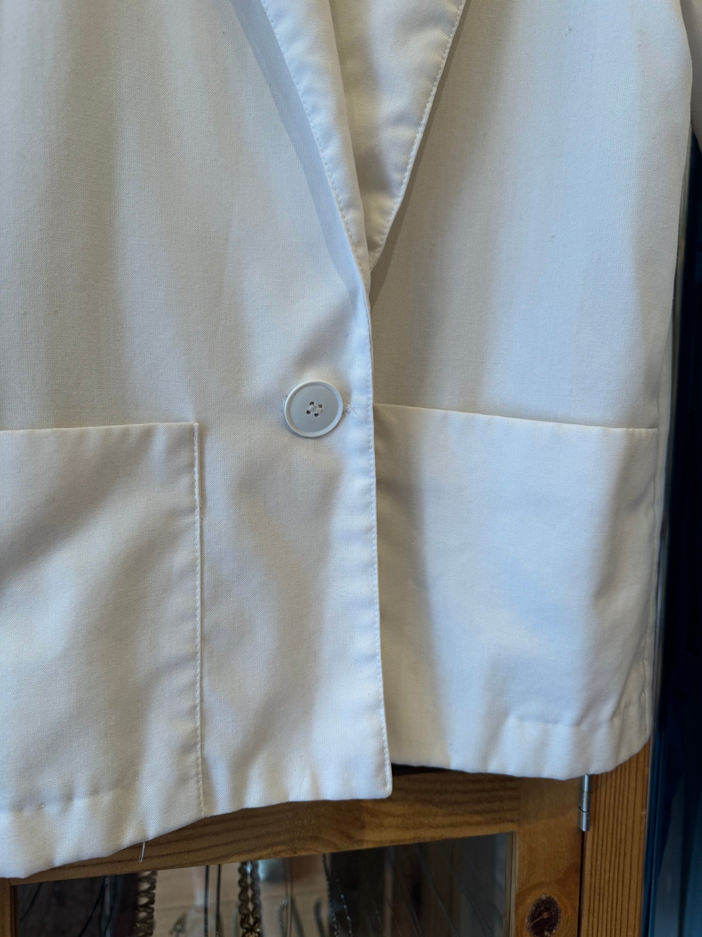 1980s White Cotton Blazer