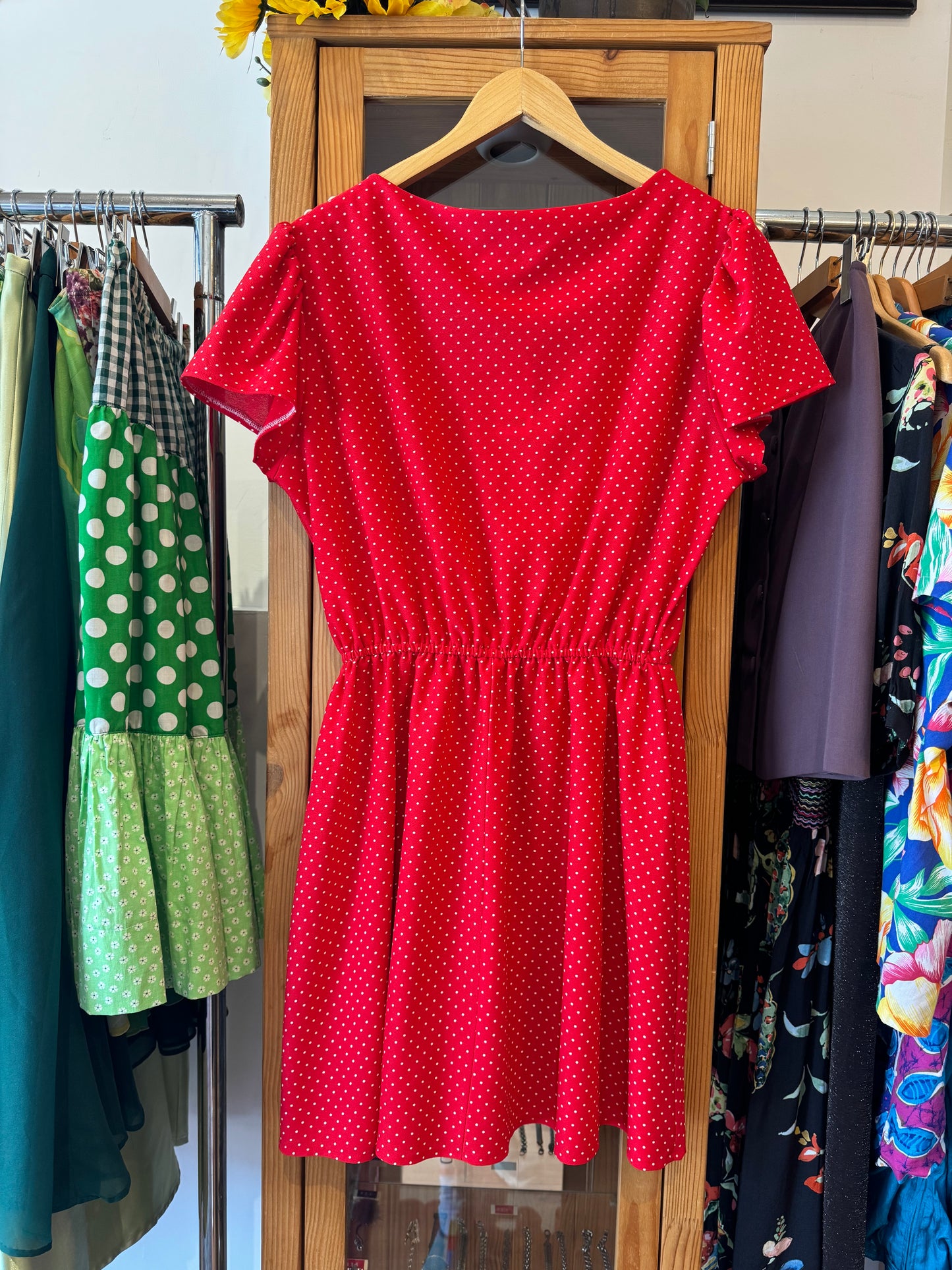 1980s Polka Dot Short Sleeve Dress