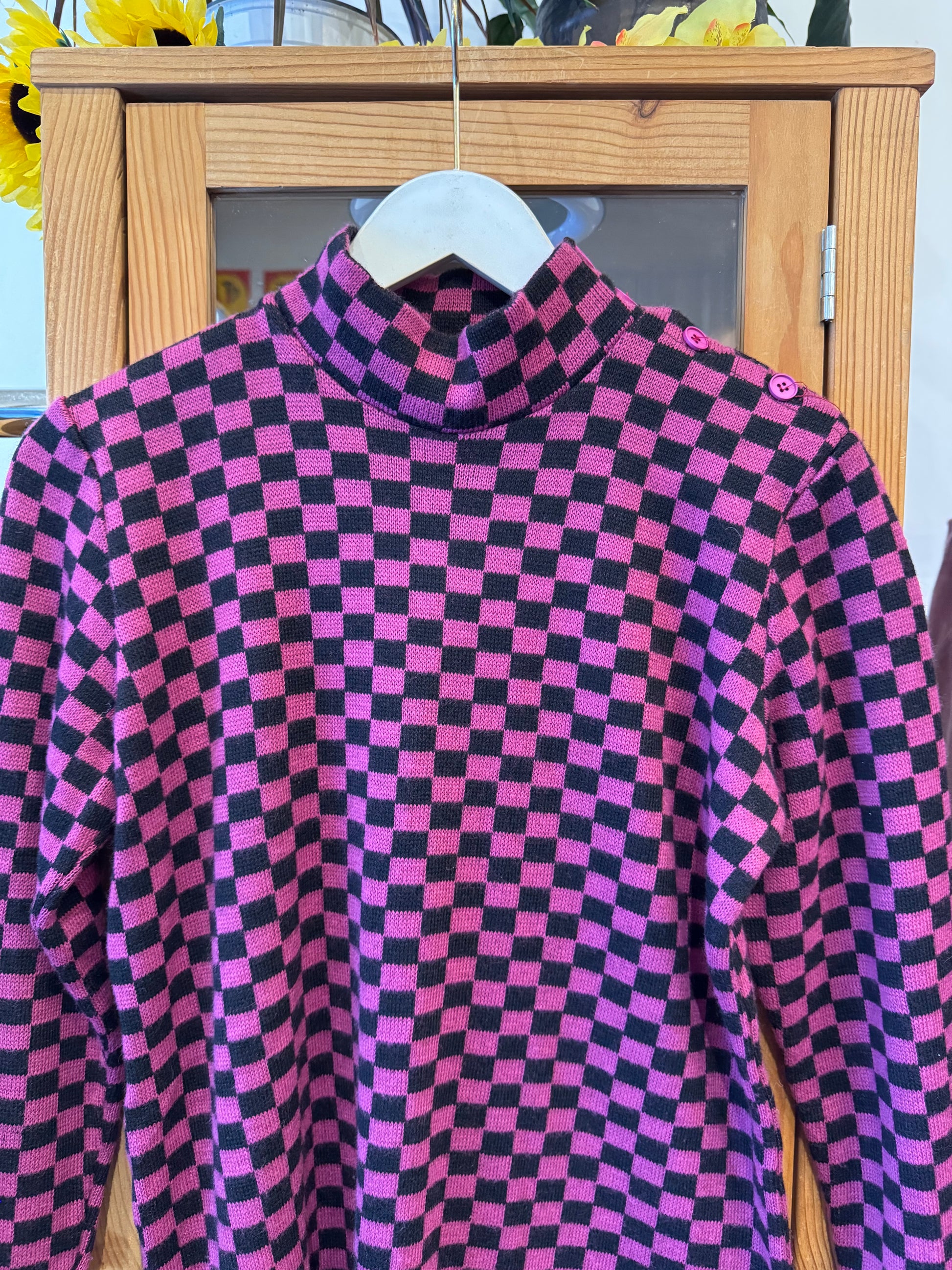 1980s Checkerboard Pattern Sweater (M)