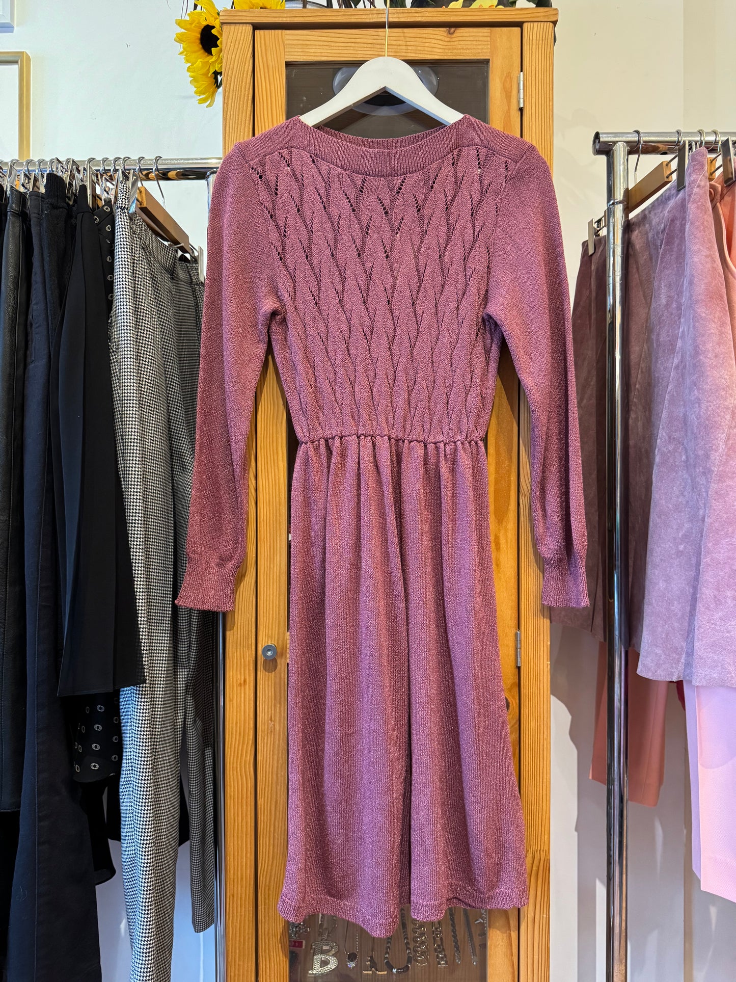 1970s Knit Long Sleeve Dress (S)