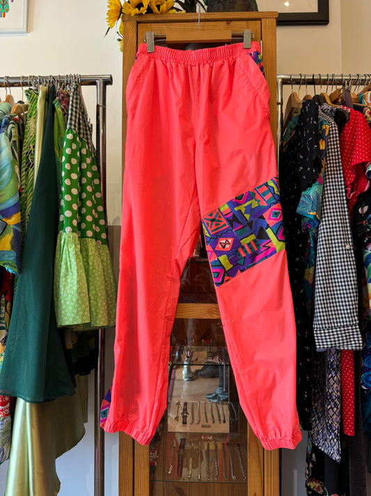 1980s Windbreaker Pants with Bold Pattern (M)