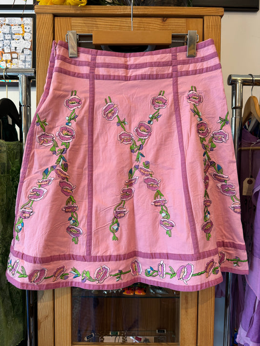 Y2K Embroidered Floral Skirt (M)