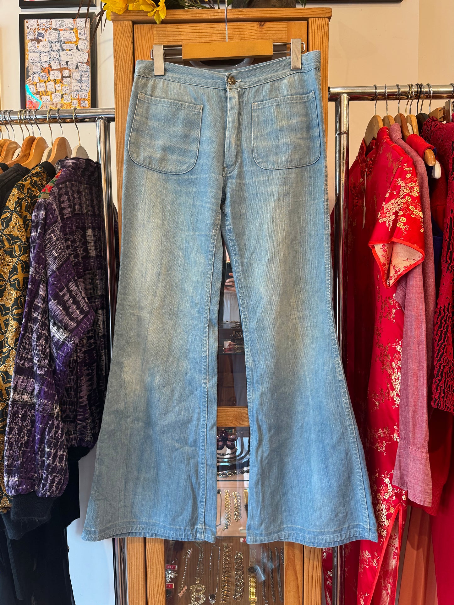 1960s Flared Jeans with Beading Detail