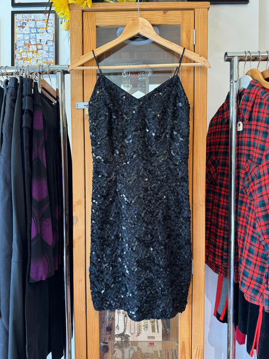 1990s Sequin Spaghetti Strap Dress (XS)