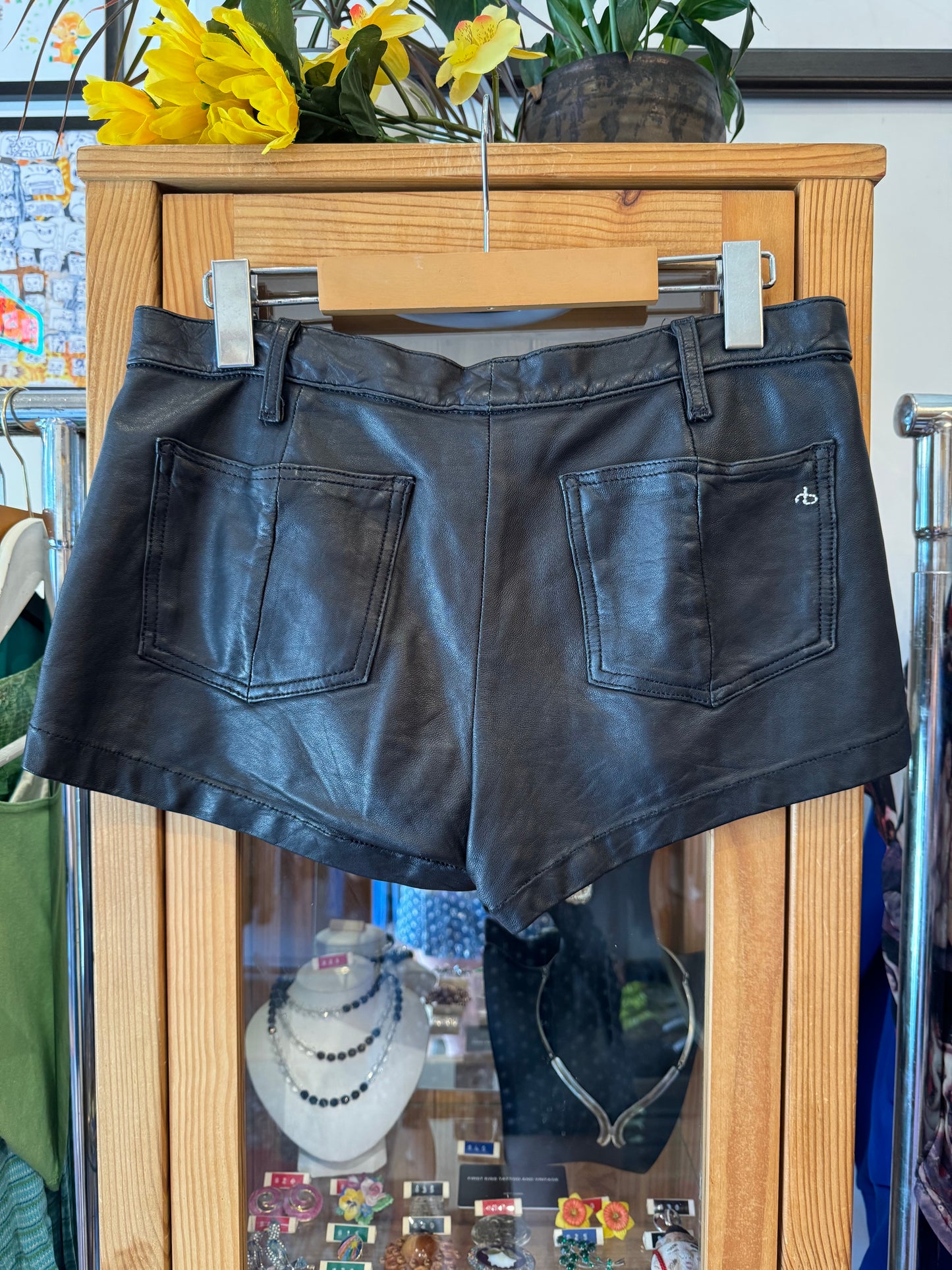 Rag and Bone Y2K Leather Low-Rise Shorts with Embellished Zippers