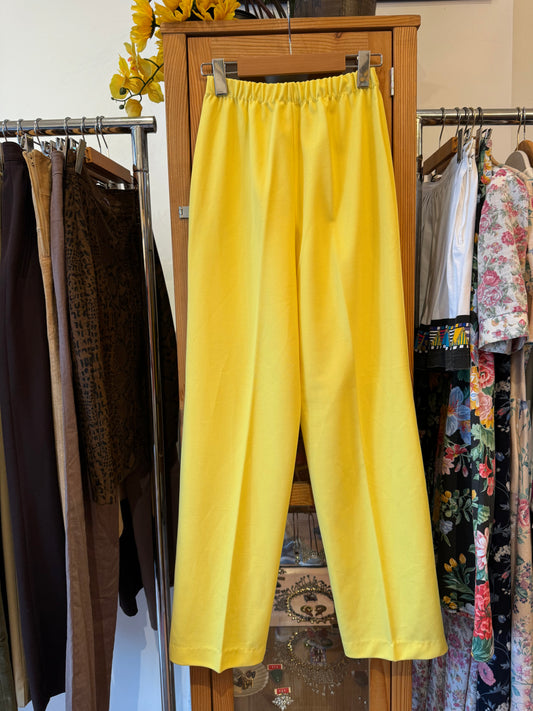 1970s Primary Yellow Straight Leg Trousers (XS)