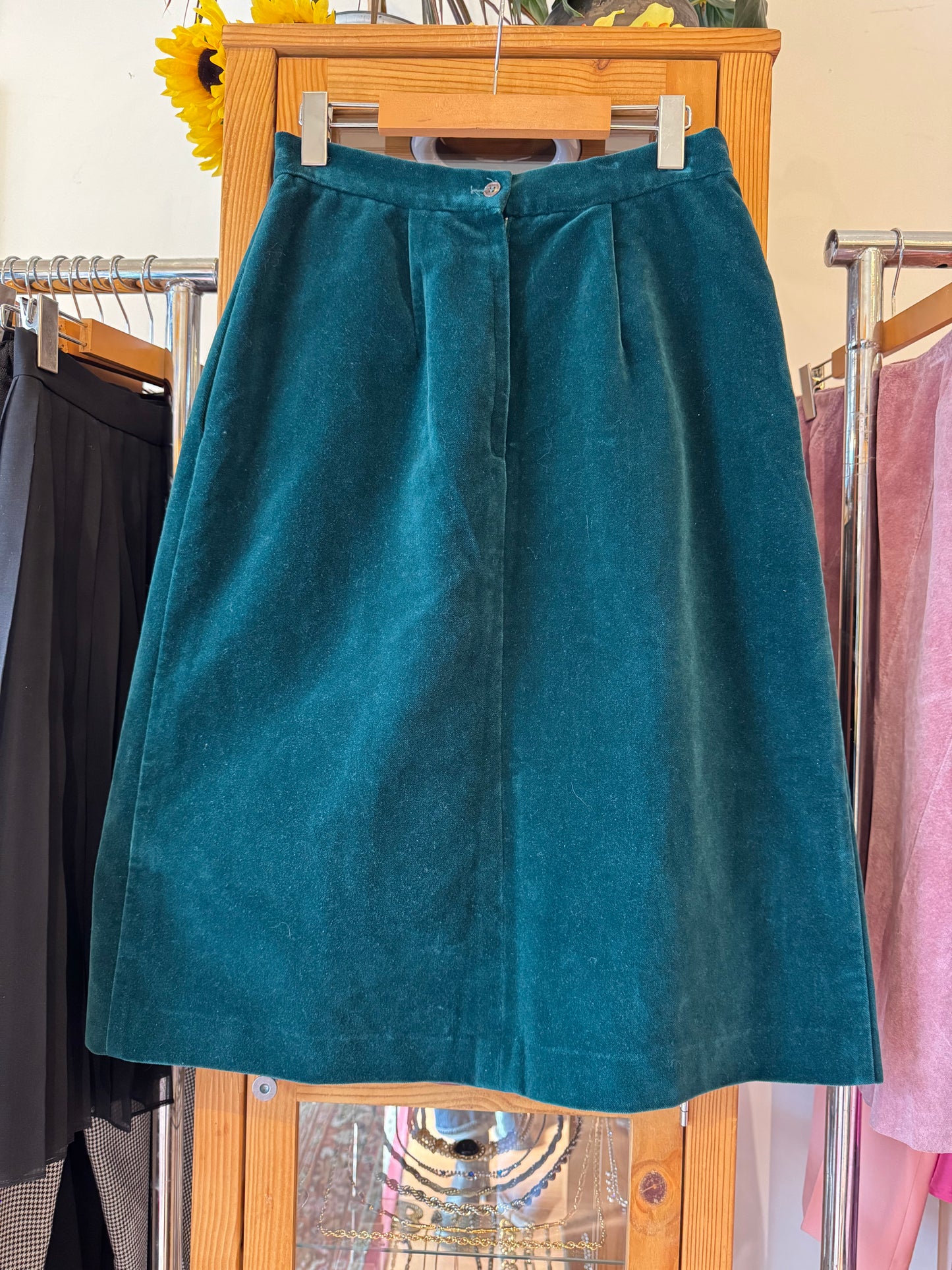 1980s Velvet A-Line Skirt