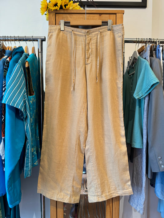 Y2K Wide Leg Linen Trousers (XL)