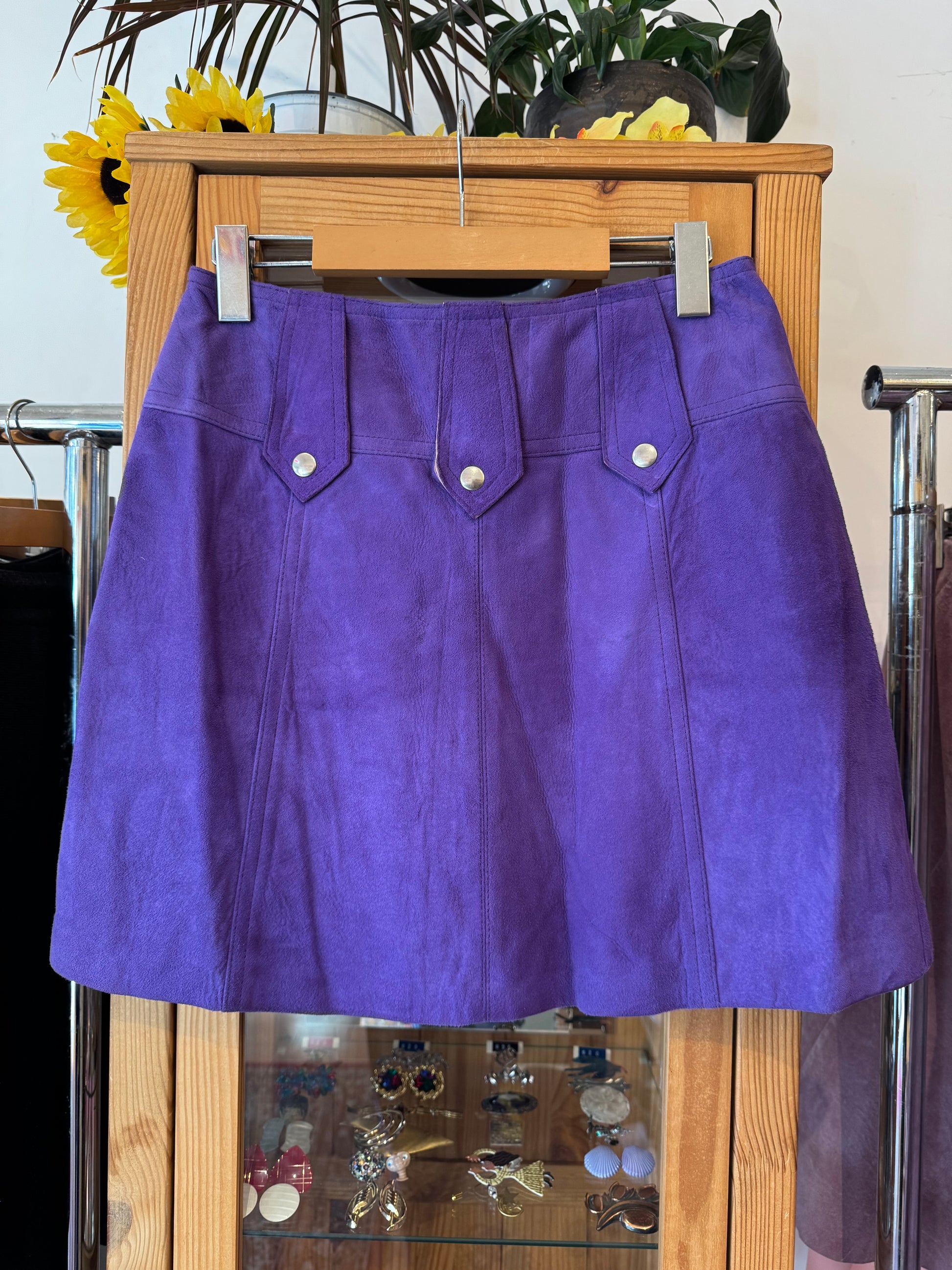 1990s Purple Suede Mini Skirt (S)