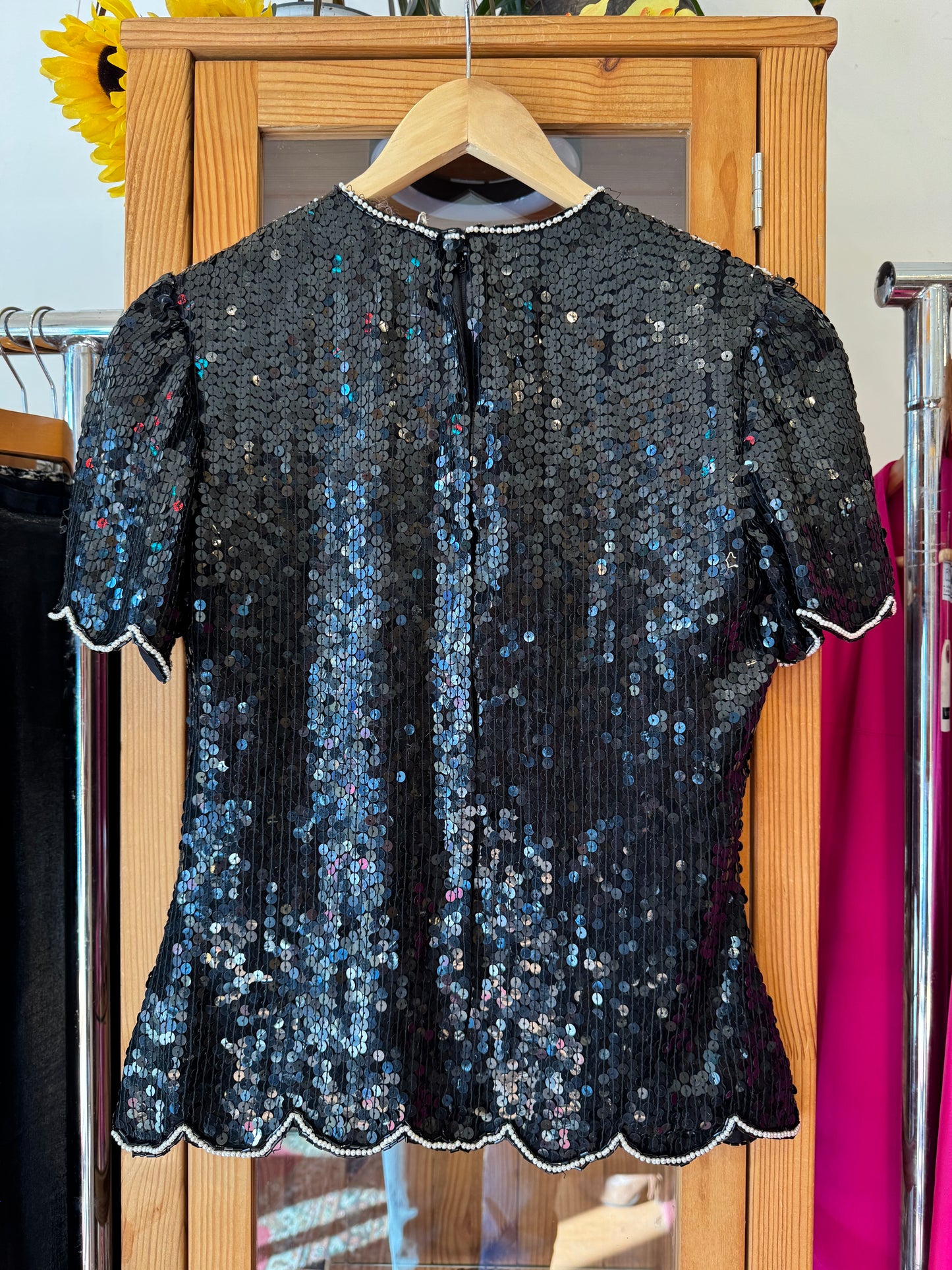 1980s Sequinned Short Sleeve Top