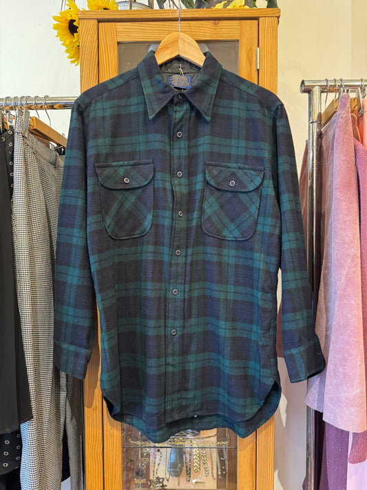 1980s Pendleton Wool Plaid Button-Up Shirt (M)