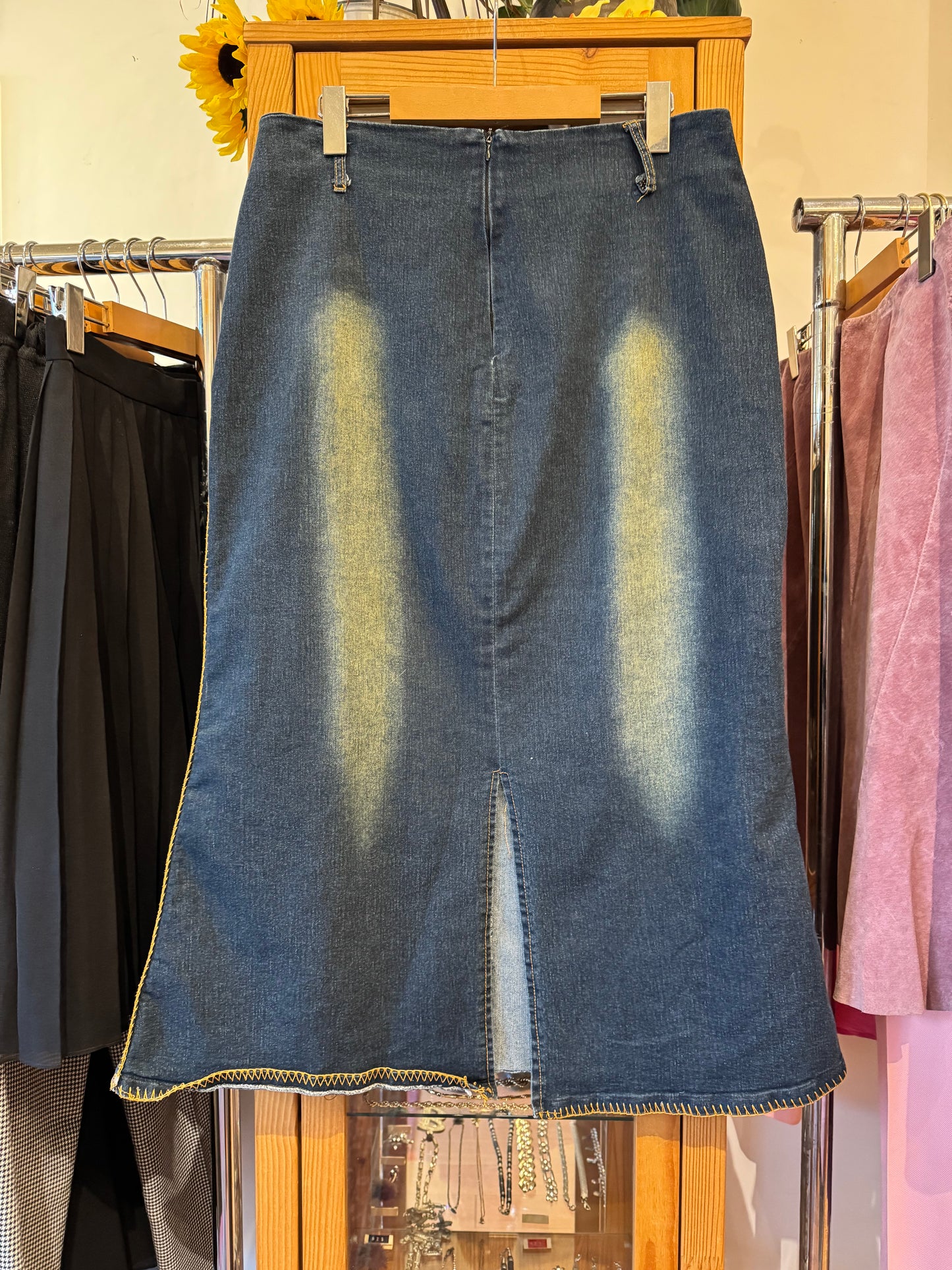 Y2K Denim Skirt with Lace-Up Detail (XL)