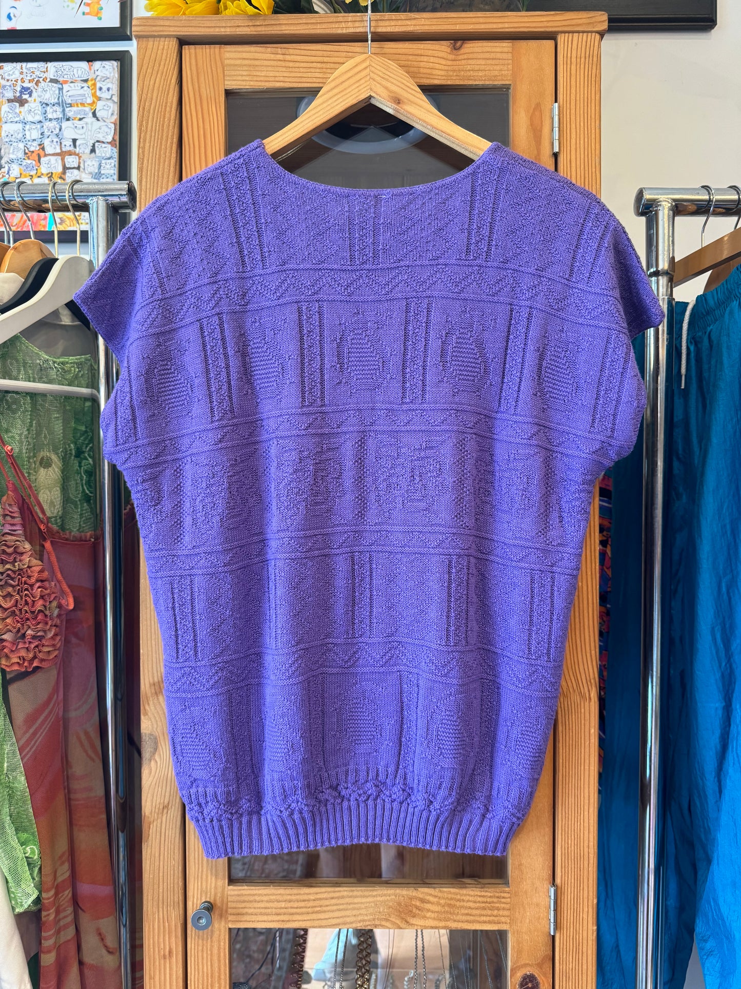 1980s Cotton Short Sleeve Knit Sweater