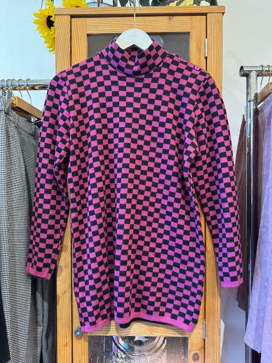 1980s Checkerboard Pattern Sweater (M)