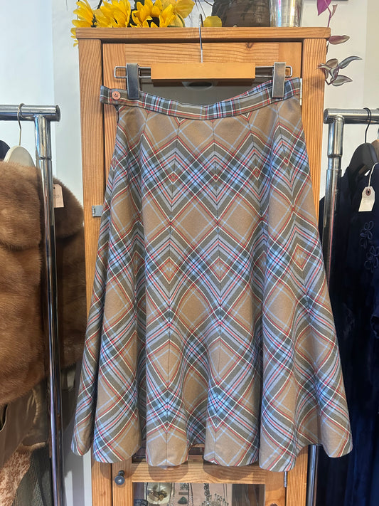 1970s Plaid Wool Skirt