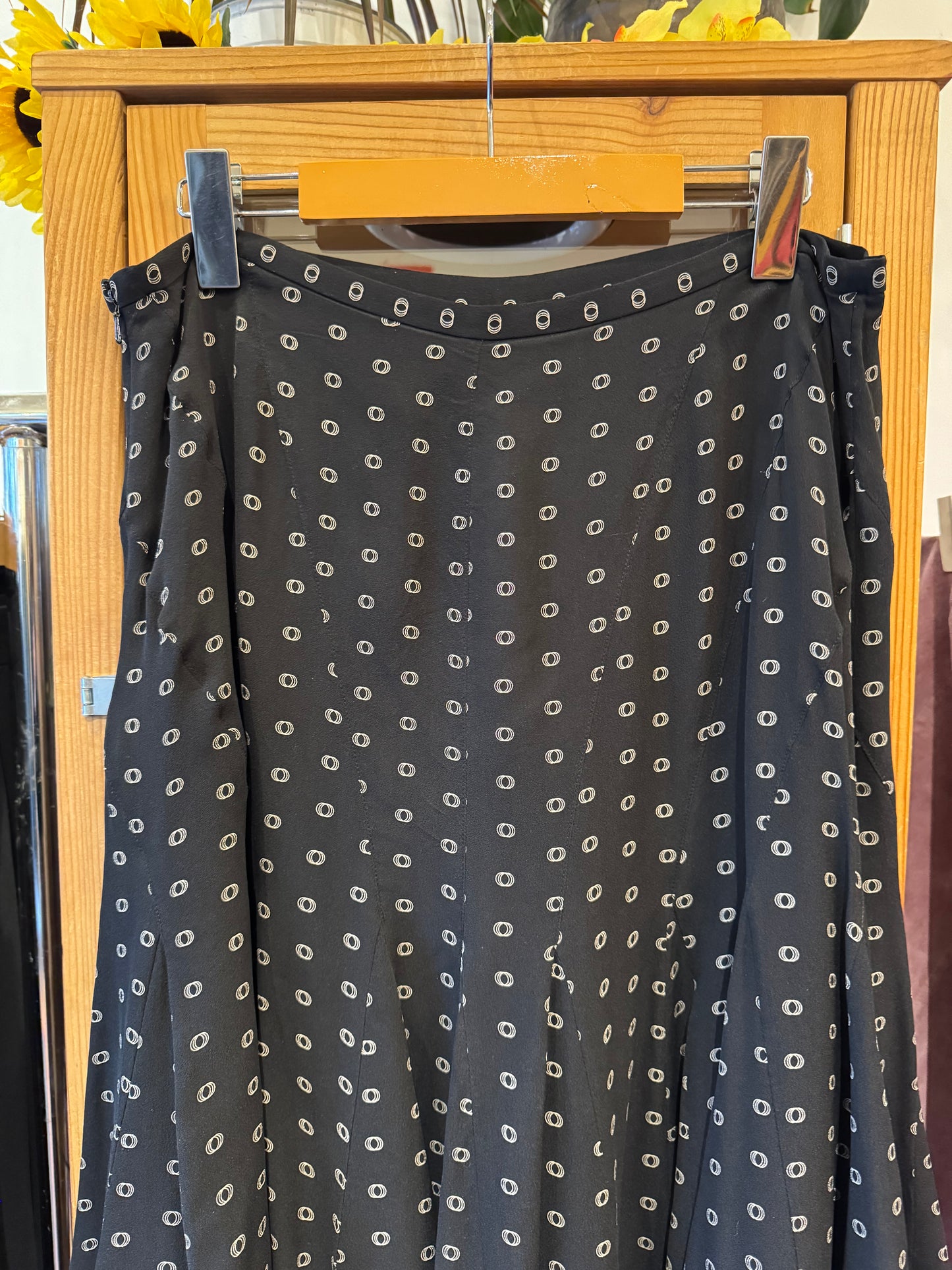 Y2K Patterned Silk Midi Skirt  (XL)