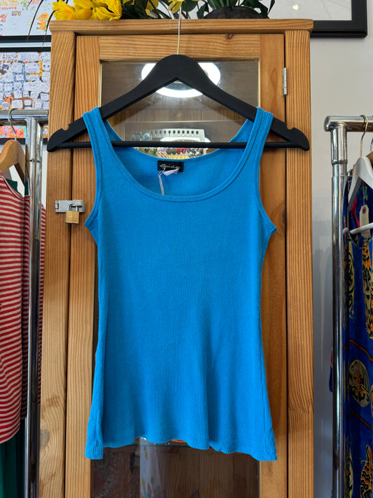 1990s Plain Ribbed Tank Top (S)