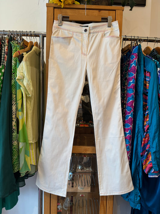 Y2K Boot Cut Trousers with Rainbow Stitching (M)