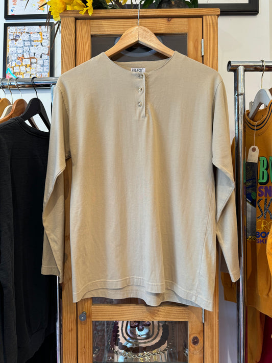 1990s Basic Henley Long Sleeve Shirt (M)