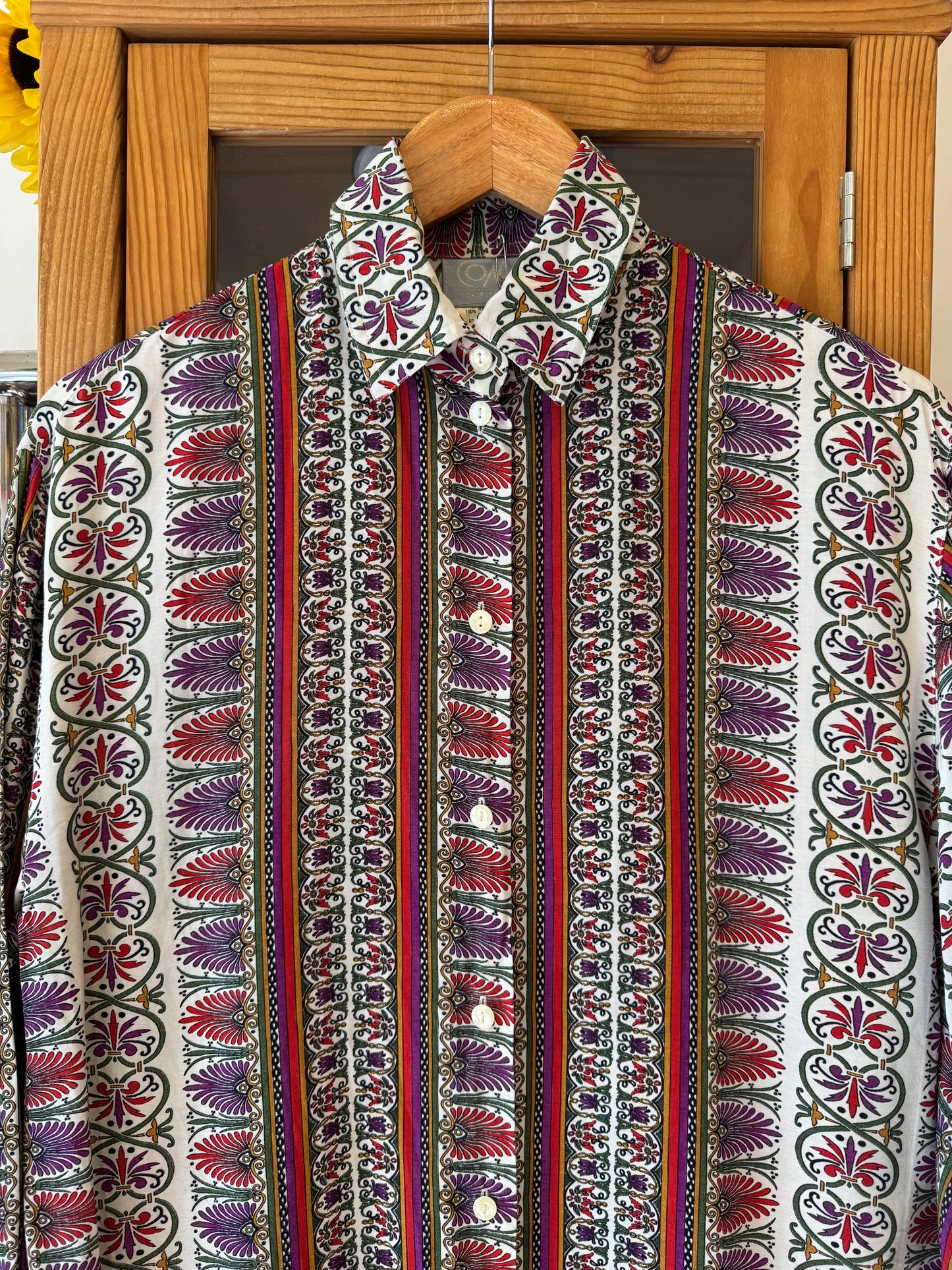 1990s Patterned Button-Up Shirt