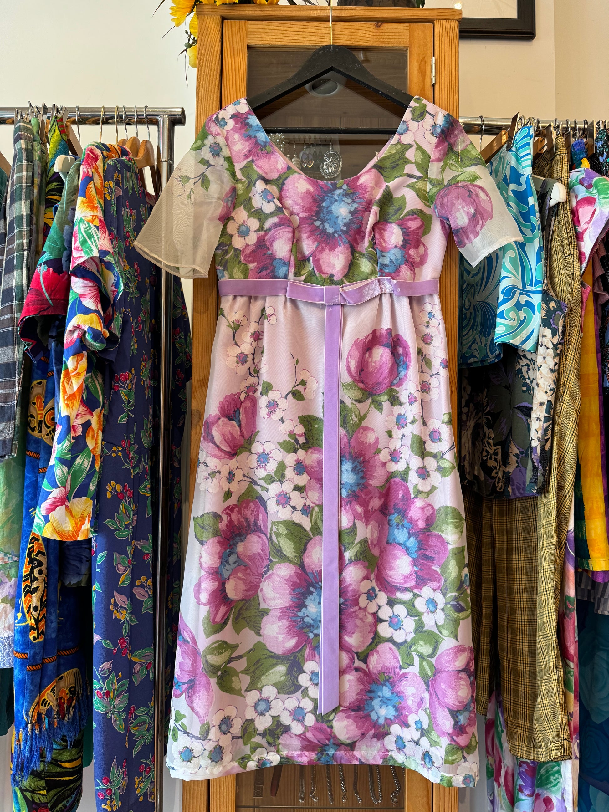 1960s Floral Midi Dress (S)