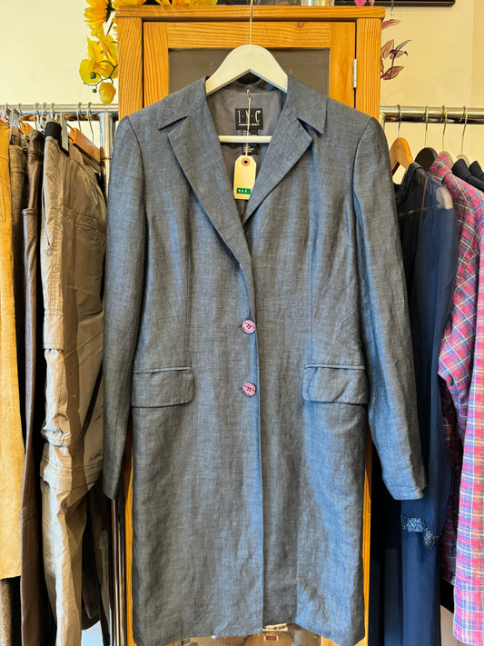 Y2K Long Linen-Blend Blazer (S)