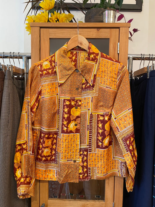 1970s Patterned Button-Up (M)