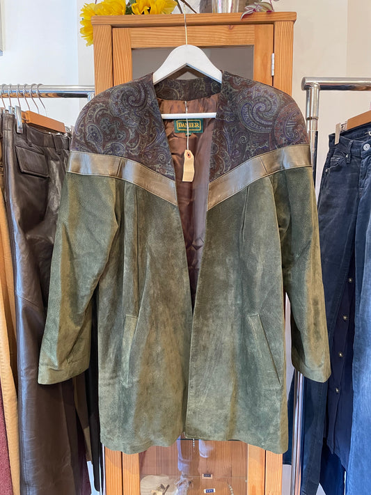 1980s Forest Green Suede Jacket by Danier (S)